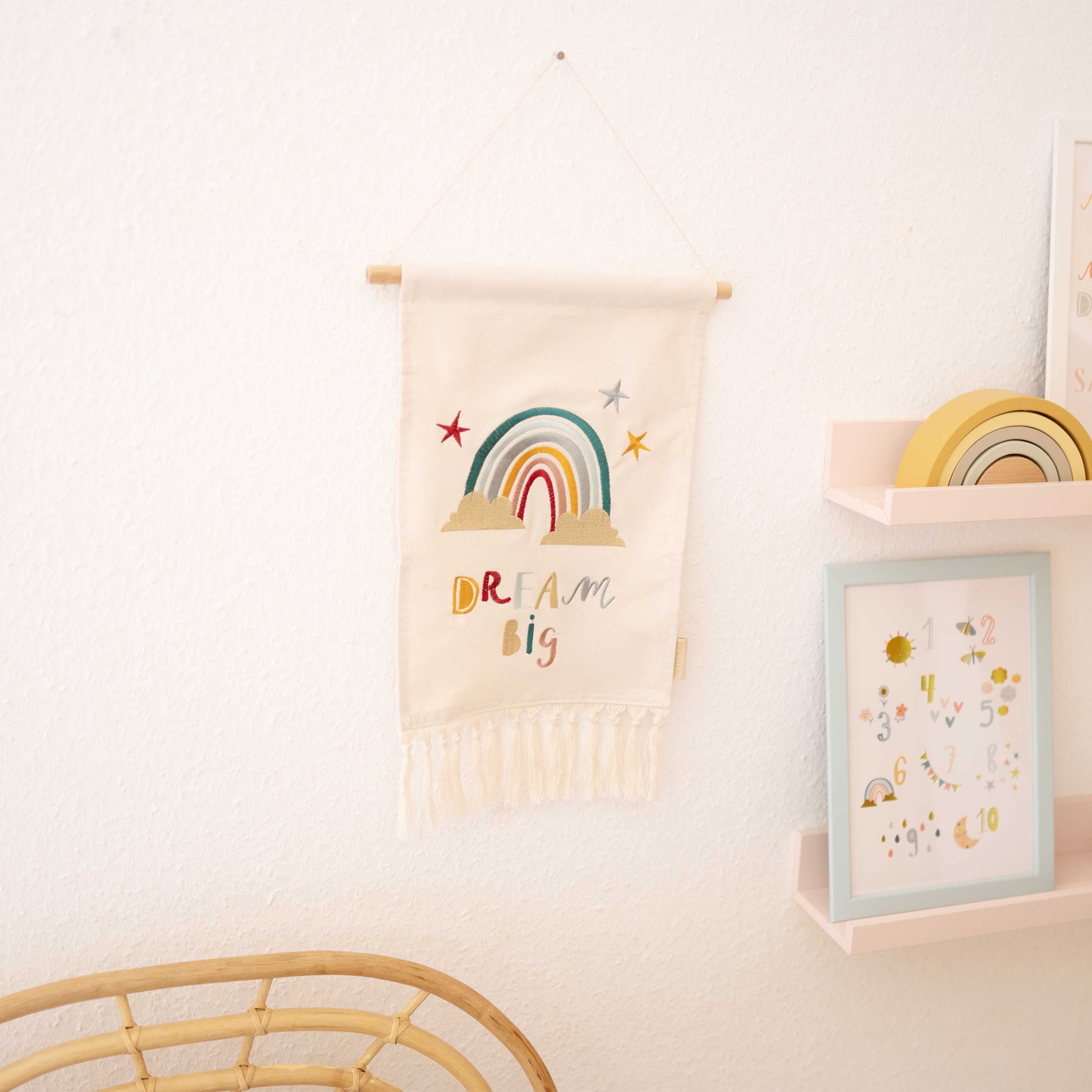 PAPIERDRACHEN Wandteppich Wanddekoration für Kinder aus Stoff - Kinderzimmer - Boho Wandteppich