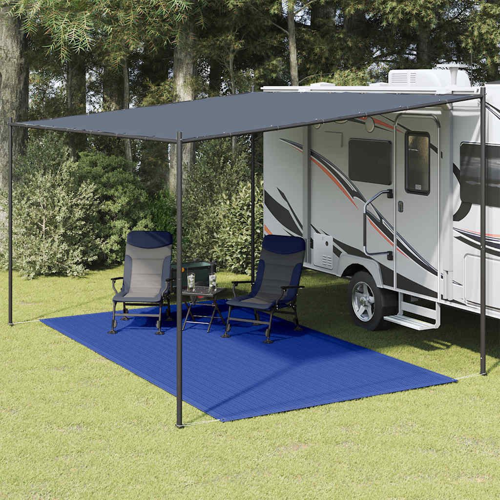 furnicato Outdoorteppich Blauer Zeltteppich 250 x 450 cm aus hochdichtem Polyethylen, Höhe: 1 mm, Wetterbeständige Bodenmatte mit Ösen und atmungsaktiver Oberfläche