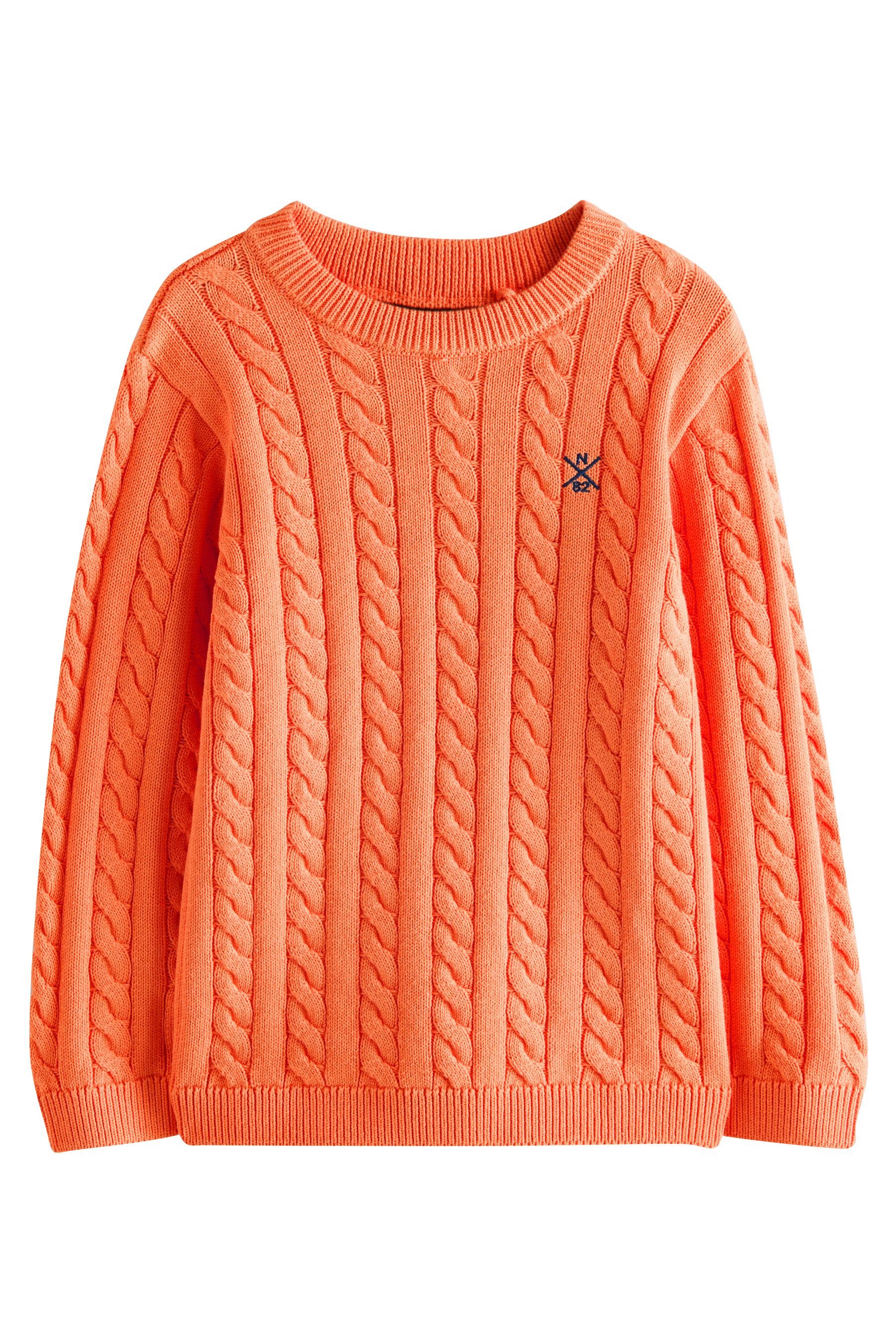 Rundhalspullover Pullover mit Zopfstrickmuster und Rundhals