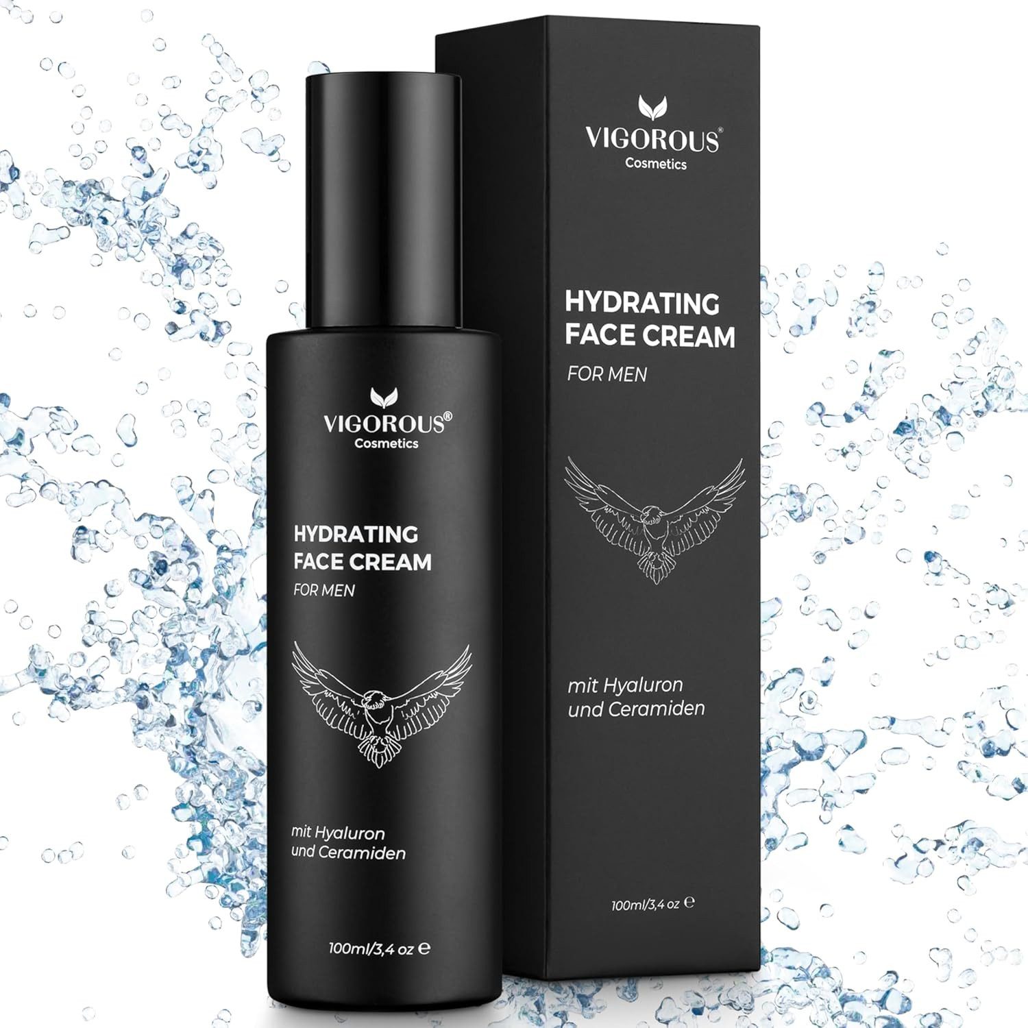 Vigorous Cosmetics Gesichtspflege Gesichtscreme Männer, 100ml Herren Gesichtscreme Made in Germany, Gepflegte Haut nach der ersten Anwendung
