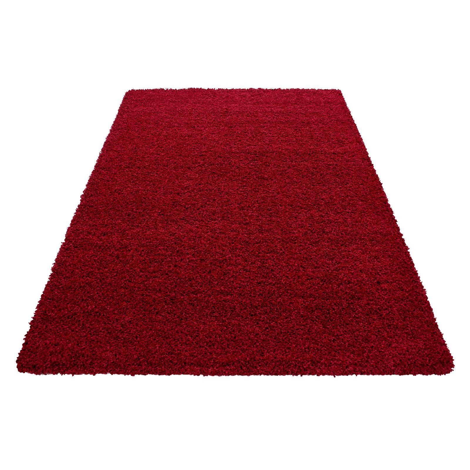 Hochflor-Teppich Shaggy Wohnzimmer Schlafzimmer Hochflorteppich meliert, Angeycasa Rot