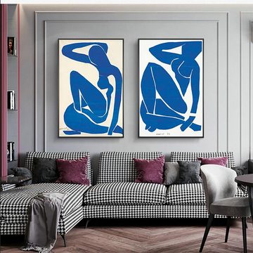 TPFLiving Kunstdruck (OHNE RAHMEN) Poster - Leinwand - Wandbild, Henri Matisse - Abstrakte Frauenkörper - (Leinwand Wohnzimmer, Leinwand Bilder, Kunstdruck), Farben: blau, schwarz, weiß - Größe: 10x15cm