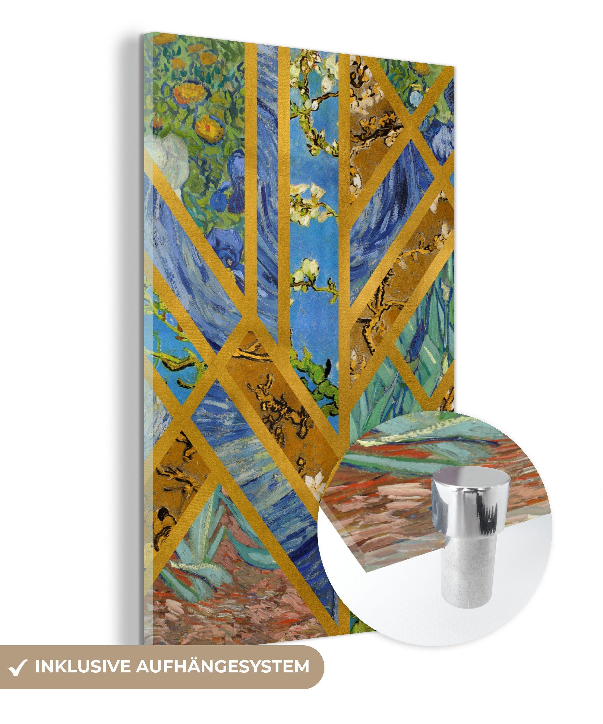 - Glas Acrylglasbild Luxus, - - Gogh auf (1 - Wandbild - Kunst Wanddekoration Foto MuchoWow auf St), Bilder Glas Glasbilder Van