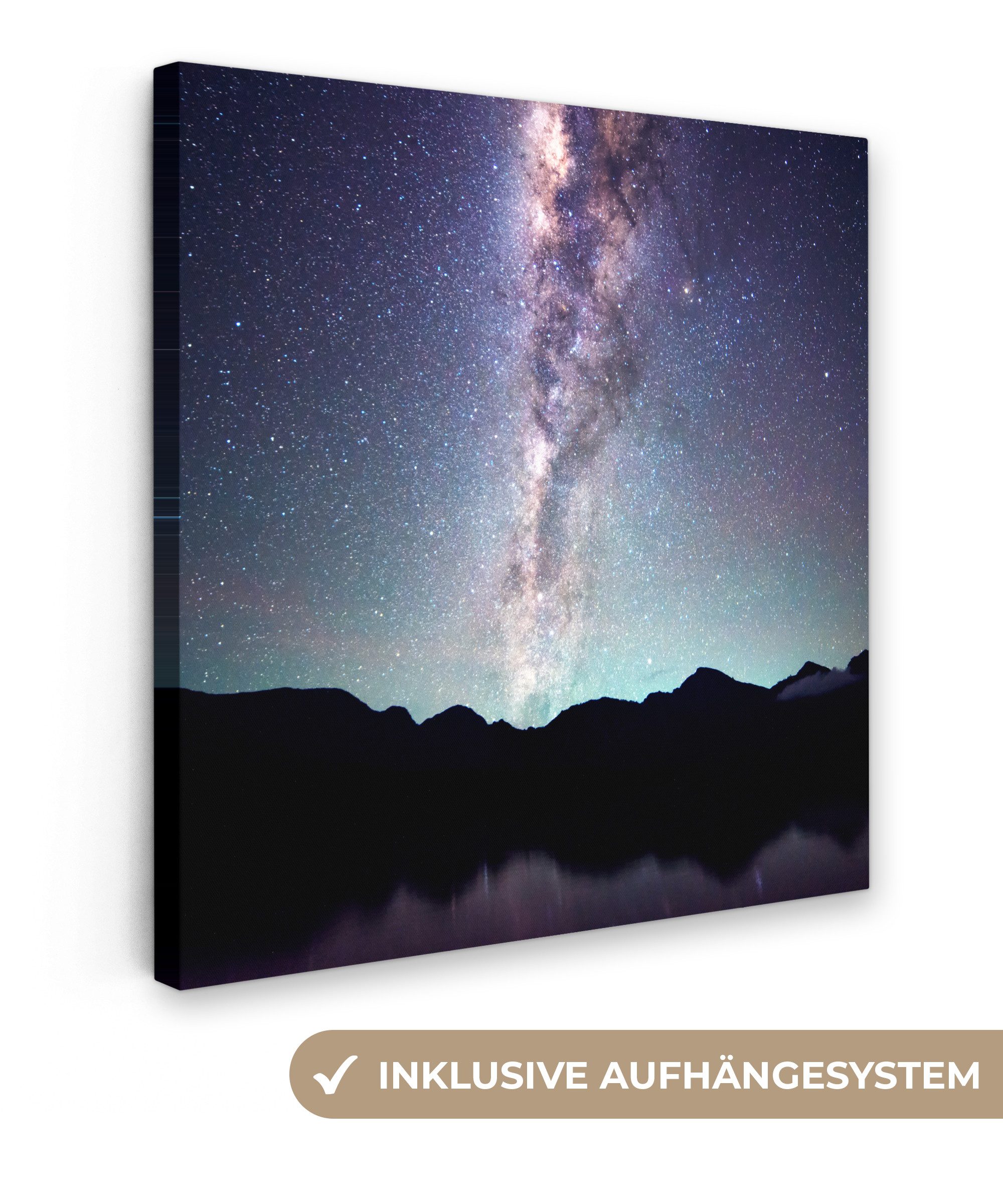OneMillionCanvasses® Leinwandbild Universum - Galaxie - Sternenhimmel - Jungen - Mädchen - Kinder, Fotodruck (1 St), Wandbild, Deko Schlafzimmer Wohnzimmer Flur 20x20 cm