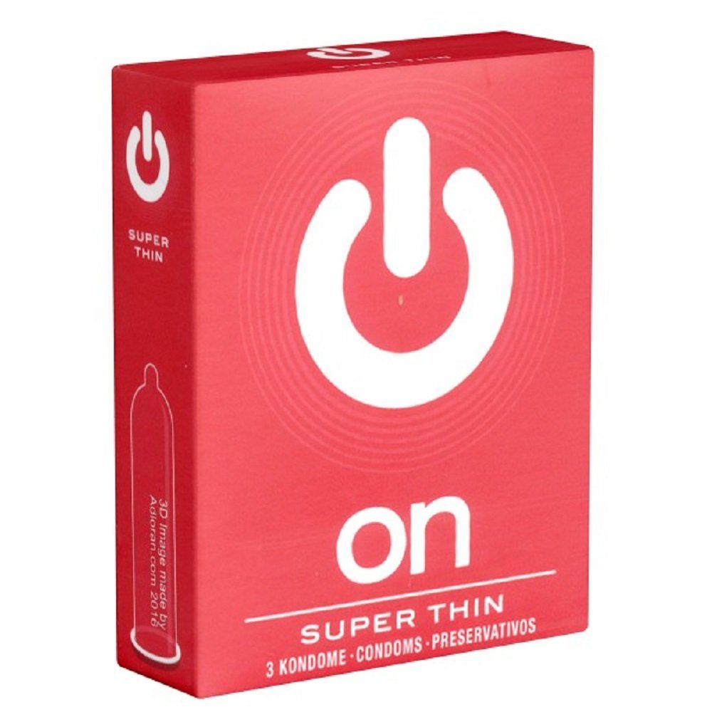 ON Condoms Kondome Super Thin Packung mit, 3 St., dünne Kondome für mehr Gefühl