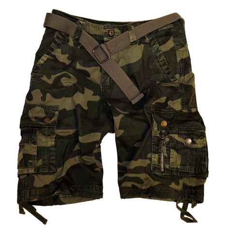 RMK Cargoshorts Herren Short Shorts Bermuda kurze Hose Army Tarn Set Cargo + Gürtel aus Baumwolle, in Camouflage, mit Gürtel