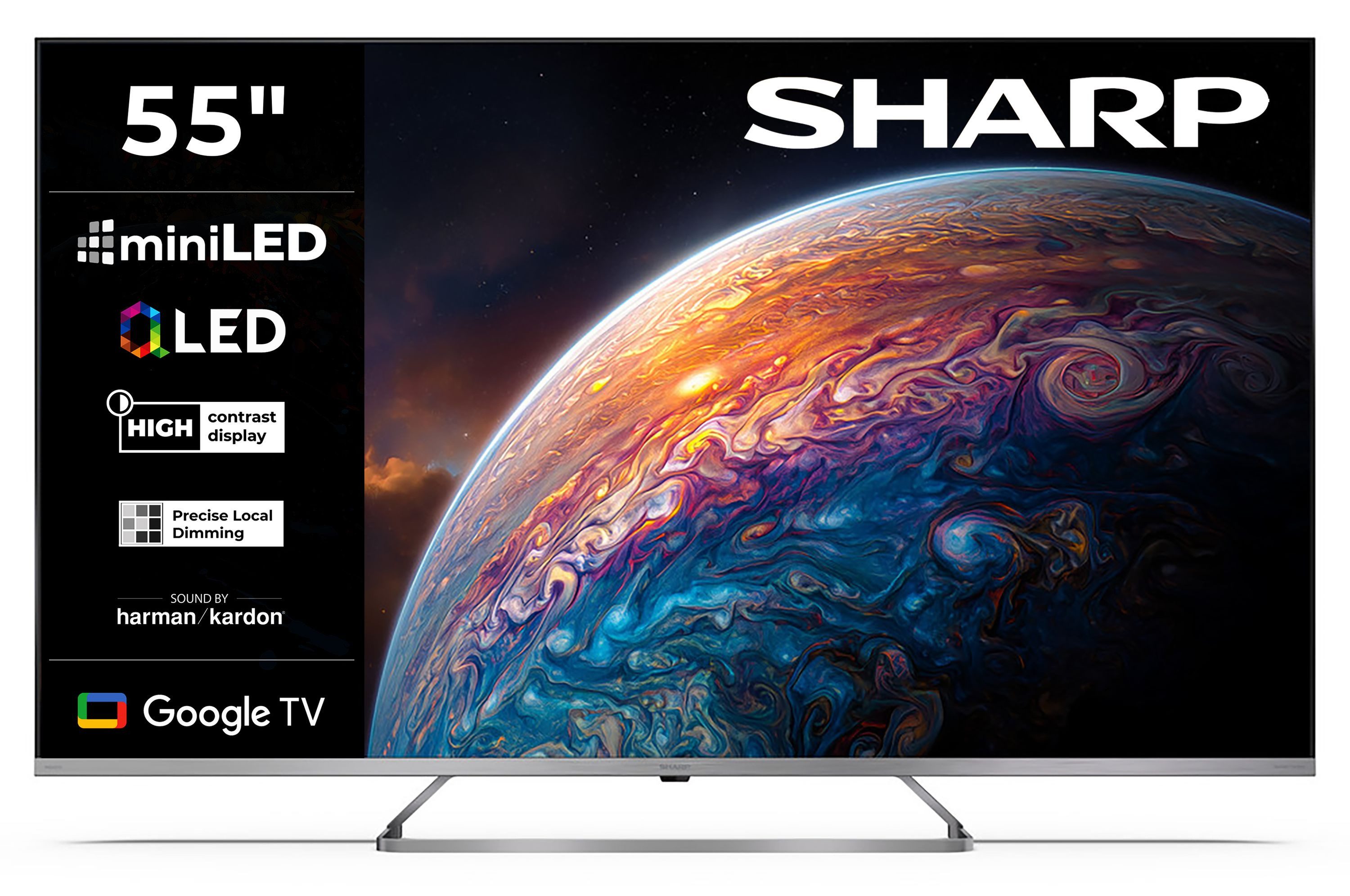 Sharp 55JP7765E QLED-Fernseher (139 cm/55 Zoll, 4K Ultra HD, Google TV, Google TV, Mini-LED, HDR Dolby Vision, Harman Kardon Sound)