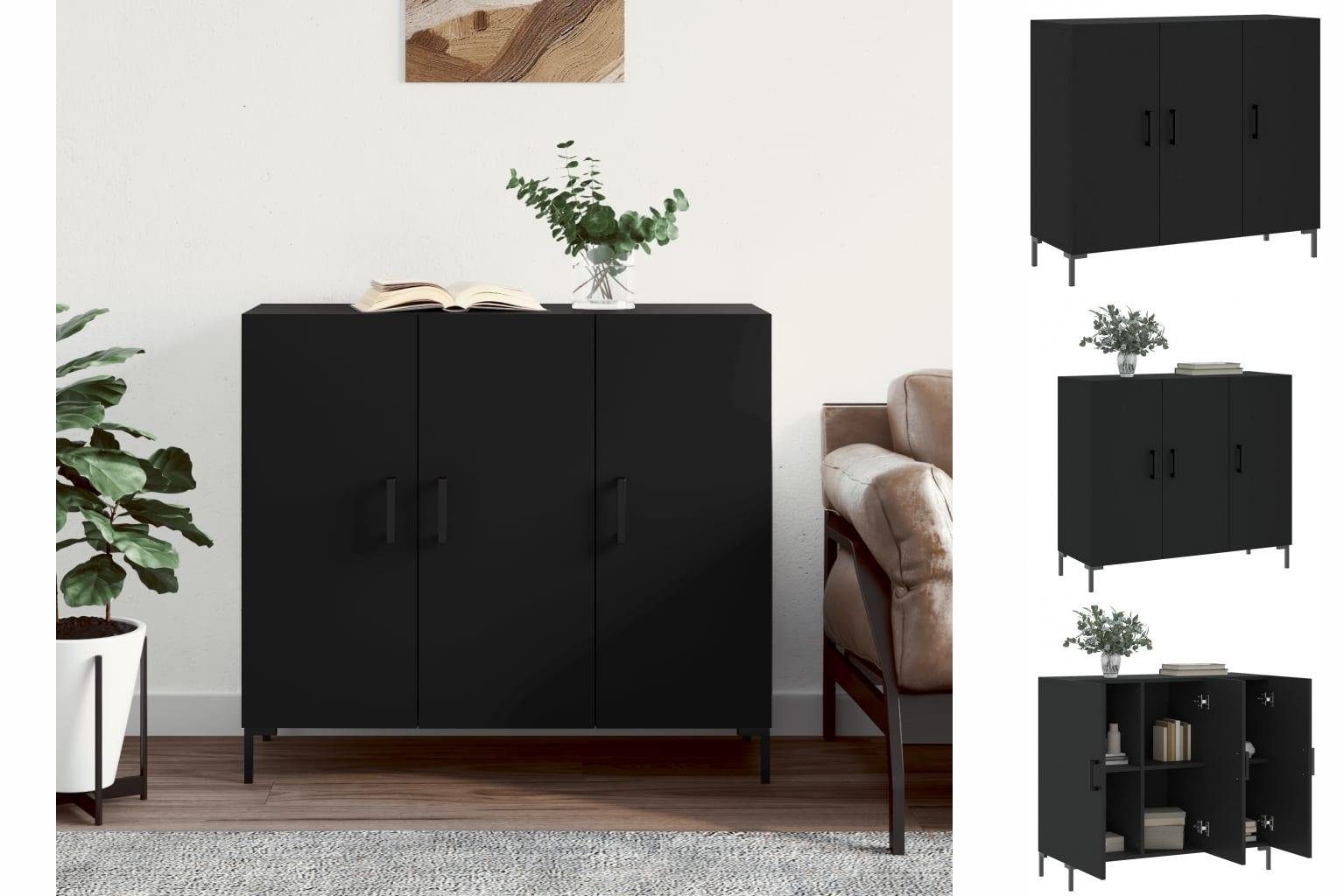 vidaXL Kleiderschrank cm Schwarz Holzwerkstoff Sideboard Kommode Schrank 90x34x80