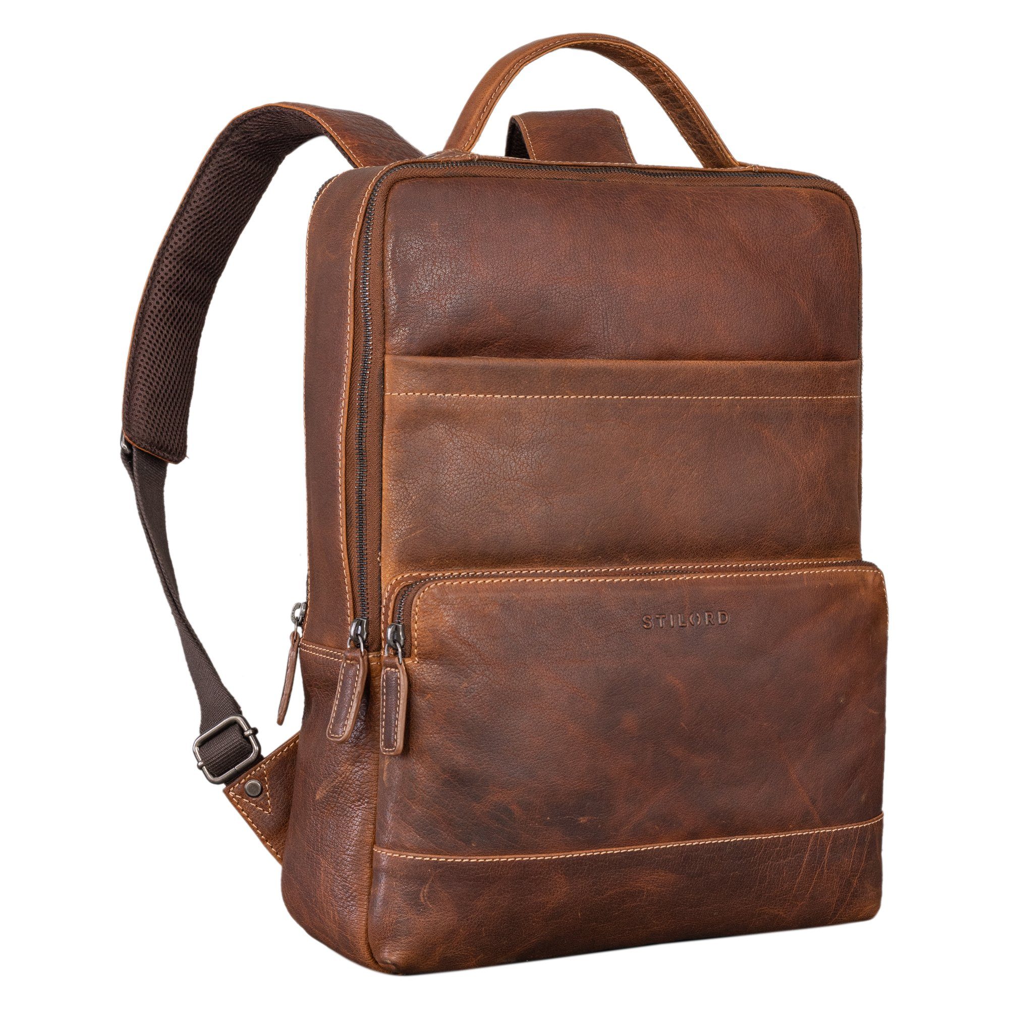 Notebook-Rucksack "Henning" Großer Lederrucksack Herren mit 16 Zoll Laptopfach