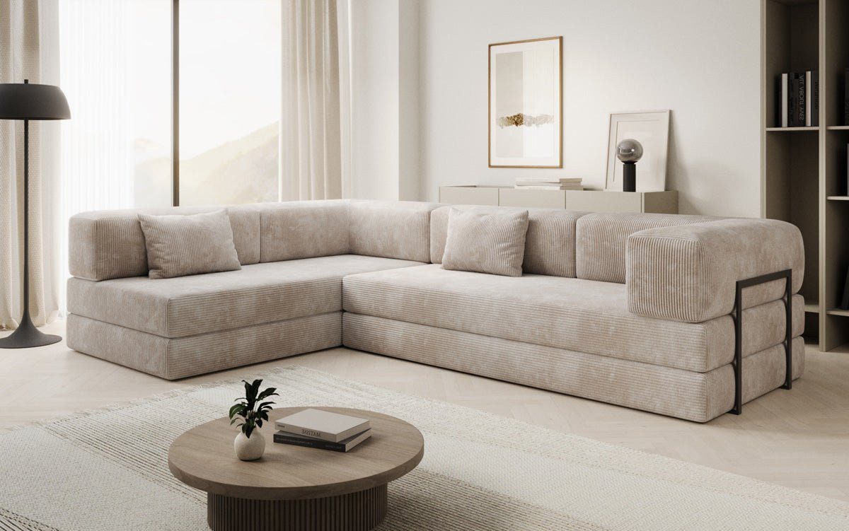 Luxusbetten24 Sofa Designer Sofa Lazy L, mit Aufklappfunktion und Cordbezug