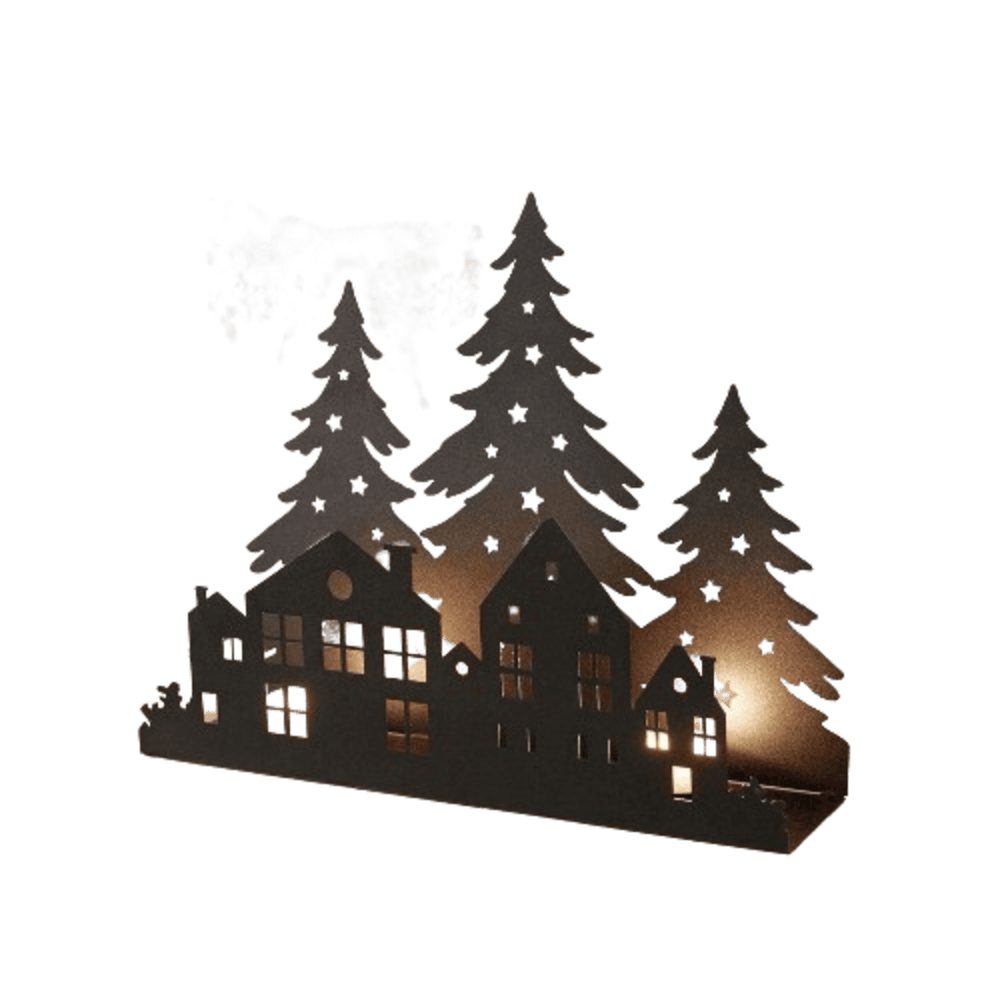 Home-trends24.de Teelichthalter Häuser Bäume Winter Weihnachten günstig online kaufen