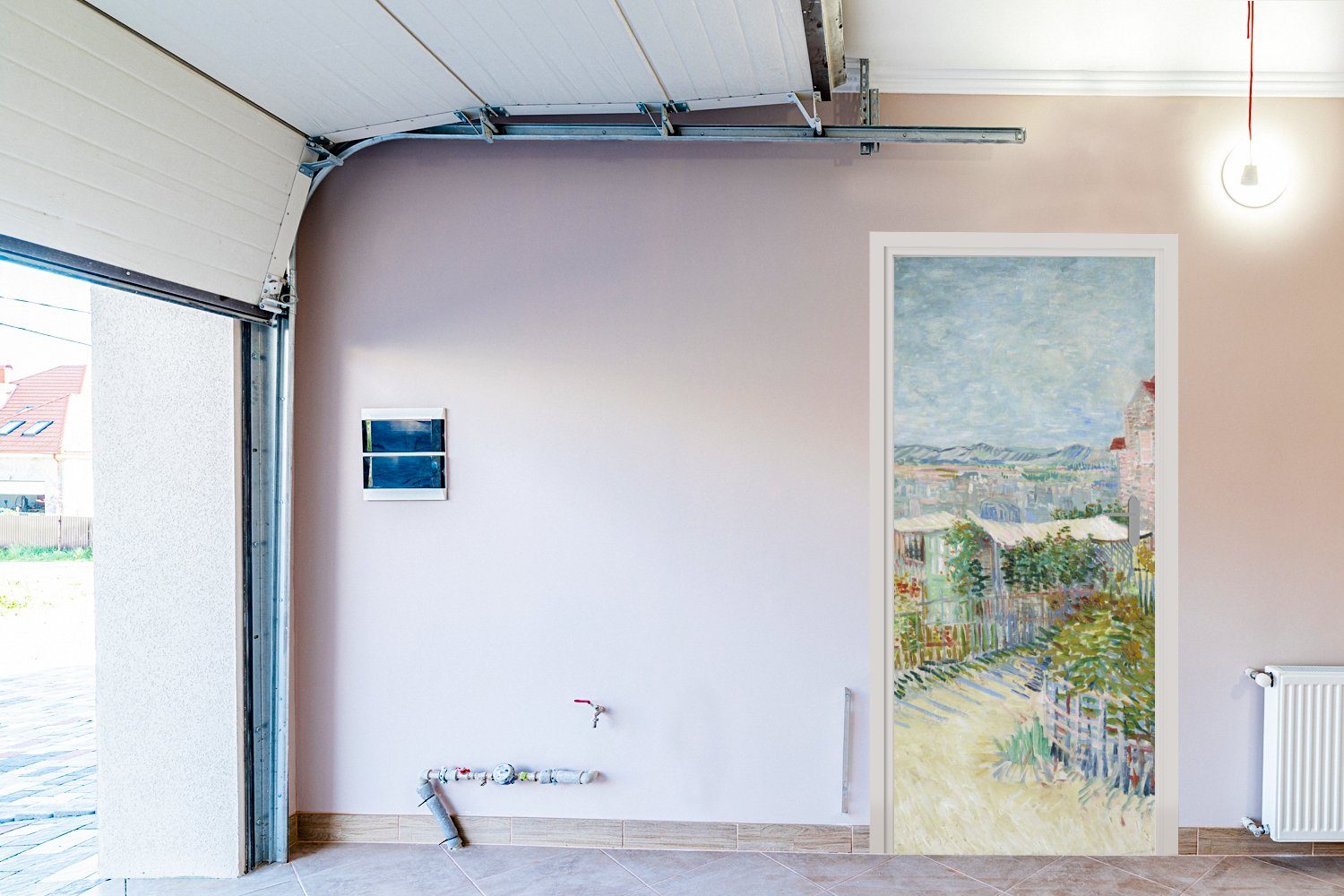 MuchoWow Türtapete Montmartre: hinter Türaufkleber, der 75x205 Mühle Matt, (1 Fototapete cm Vincent für Tür, St), van - von Galette Gogh, bedruckt
