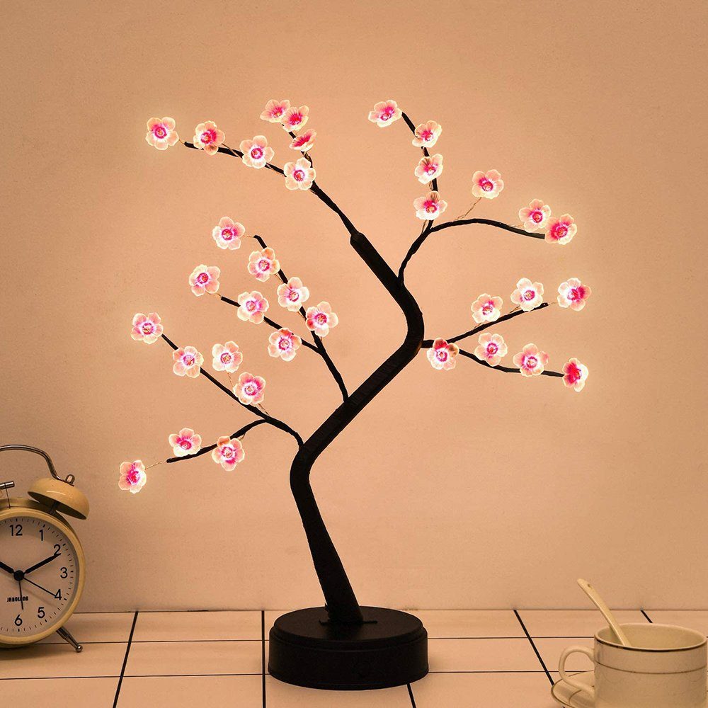 Sunicol LED Dekolicht LED-Dekoration Licht, künstlicher Baum, Tischplatte Bonsai Baum Licht, 35LEDs Kirschblütenbaum, Warmweiß, Touch Switch, USB betrieben