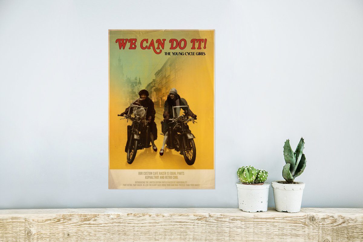 MuchoWow Poster Poster, - Zitat, St), - Ohne Rahmen Wandposter Wandbild, - Motorrad (1 Wohnzimmer, für Frauen Oldtimer