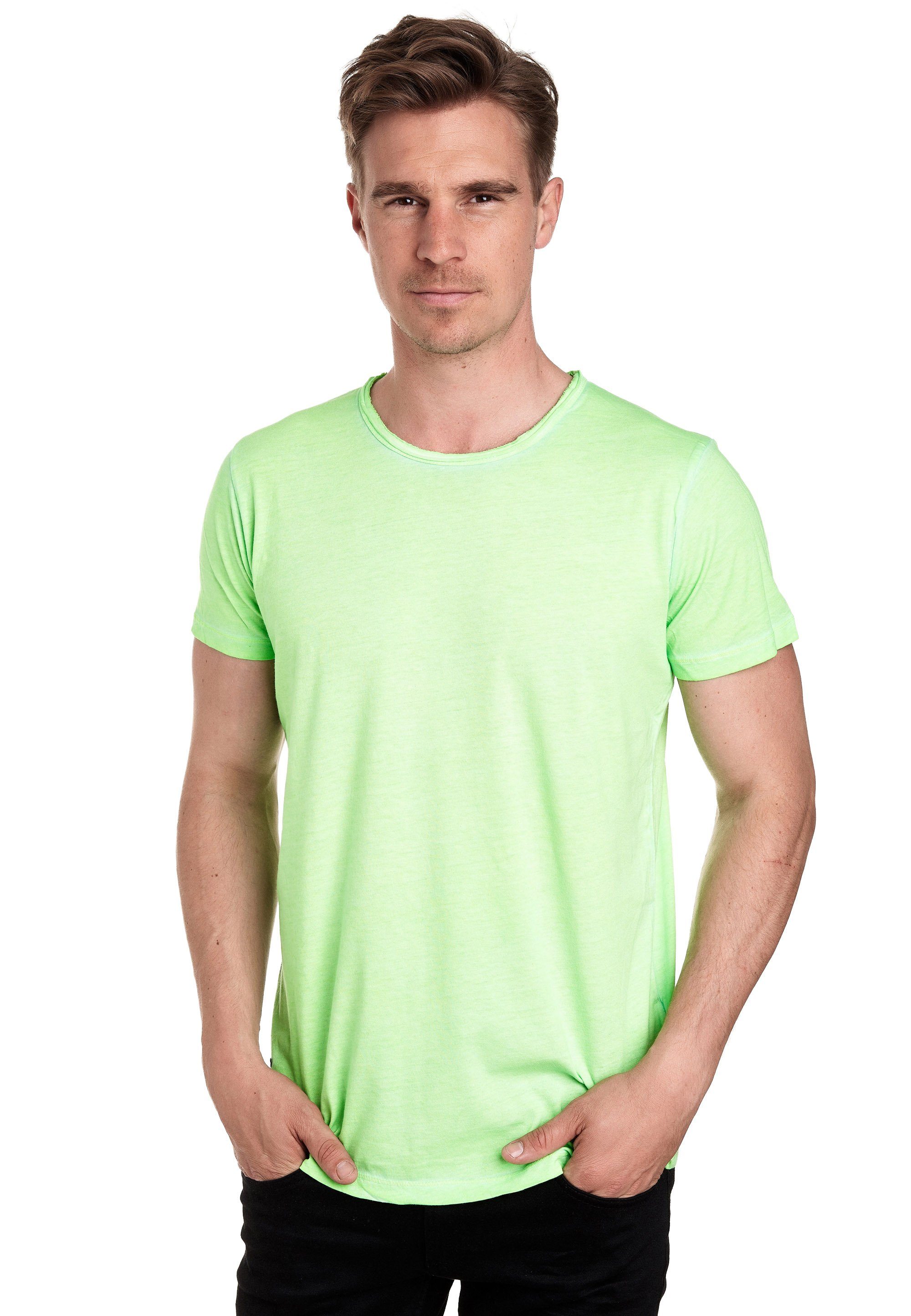 Rusty Neal T-Shirt in angesagter Vintage-Optik neongrün
