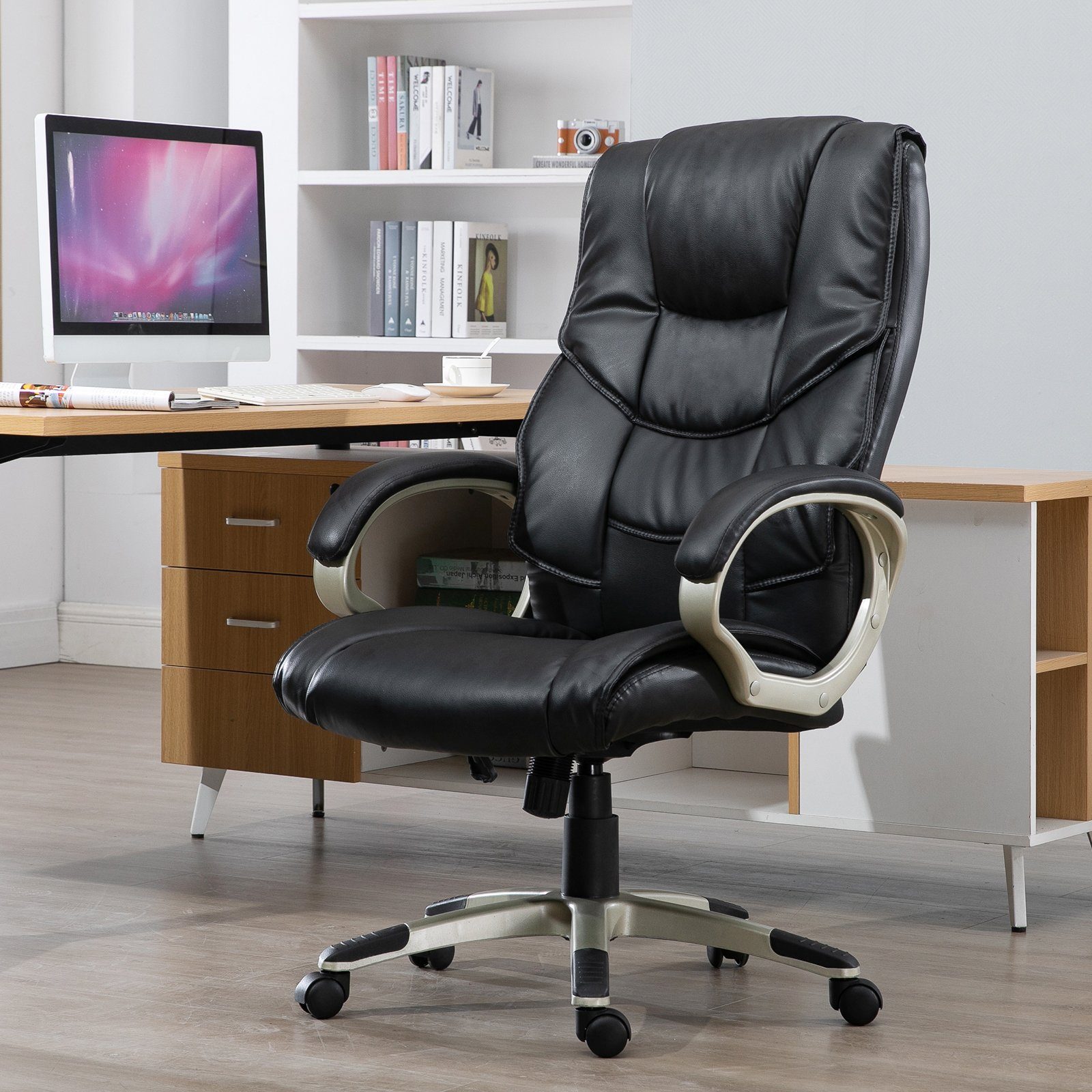 HOMCOM Schreibtischstuhl Bürosessel mit dicker Polsterung