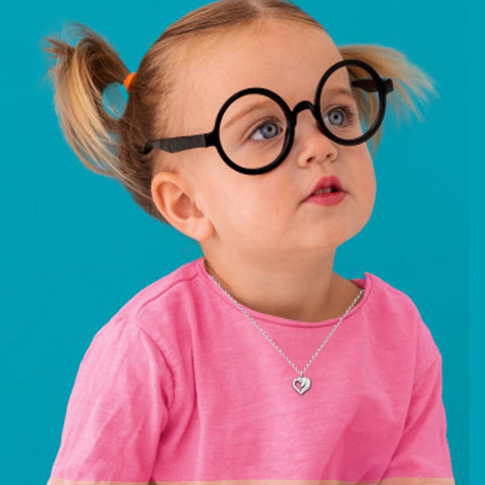 Limana Kette mit Anhänger echt 925 Sterling Silber Herz Einhorn Pferd rosa Halskette Kinderkette (inkl. Geschenkdose), Geschenk für Kinder Mädchen Kinderschmuck