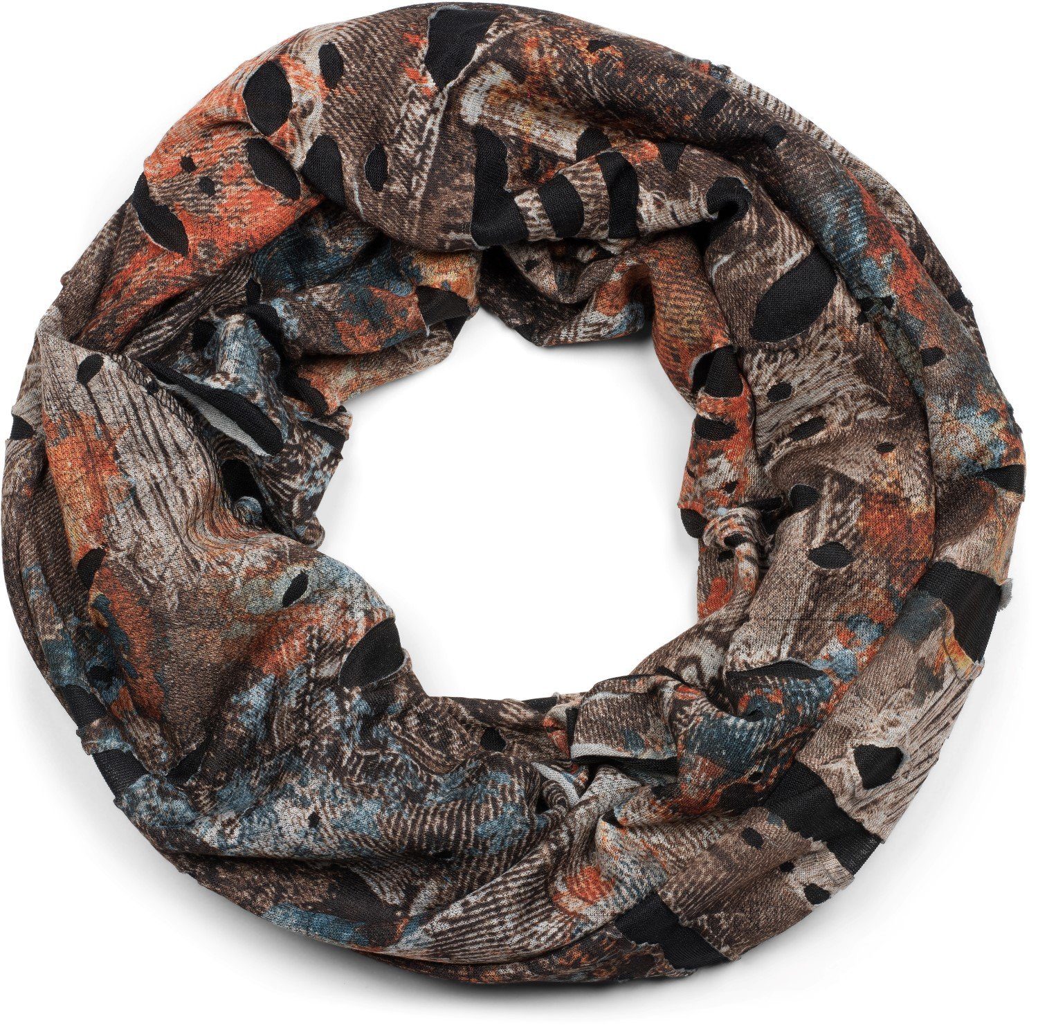 styleBREAKER Loop Loop Schal mit Farbklecksen in Destroyed Optik, (1-St) günstig online kaufen