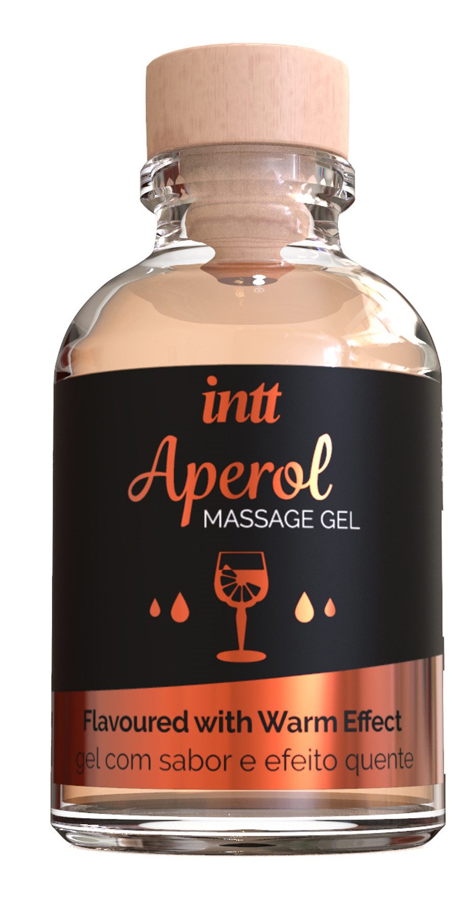 INTT Gleit- und Massagegel intt Massage Gel Aperol Glass Bottle 30ml, 1-tlg., wärmend, Massagegel, Aroma