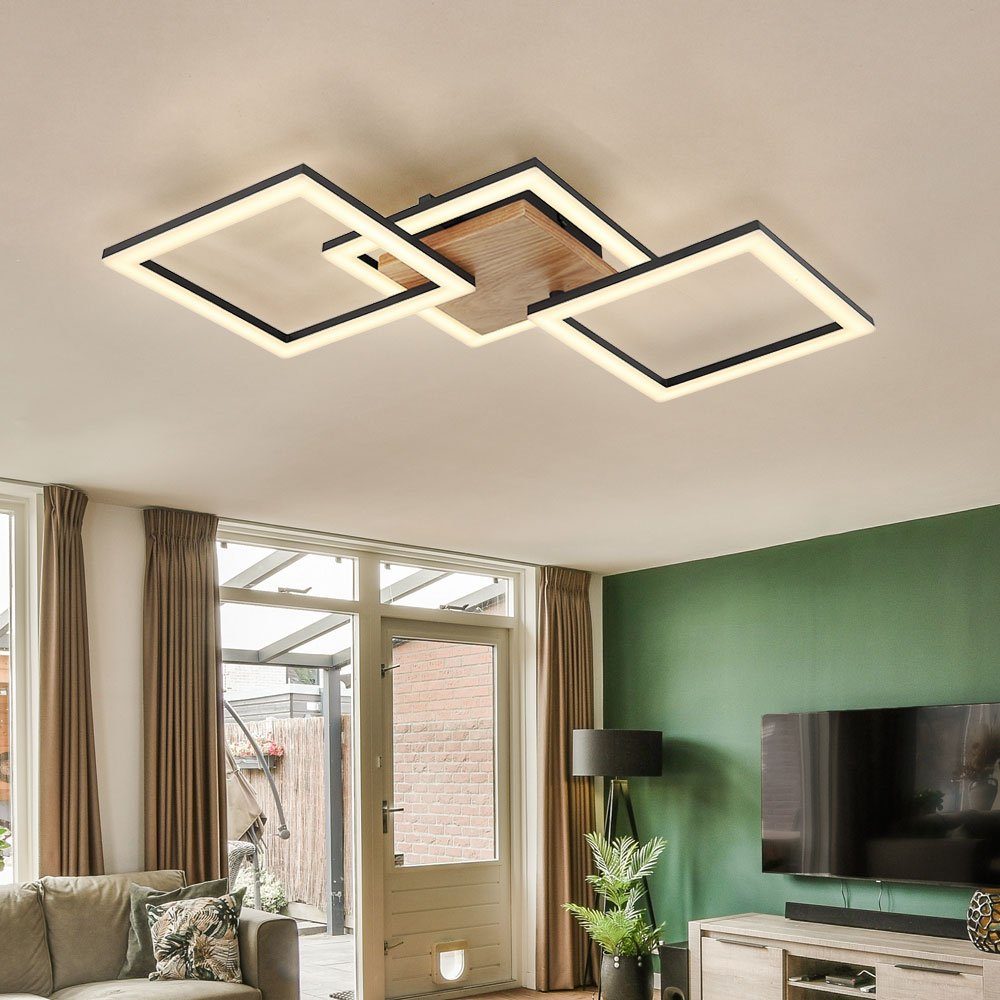Globo LED Deckenleuchte, LED-Leuchtmittel fest verbaut, Warmweiß, LED  Deckenleuchte Holz Deckenlampe schwenkbar Wohnzimmerleuchte