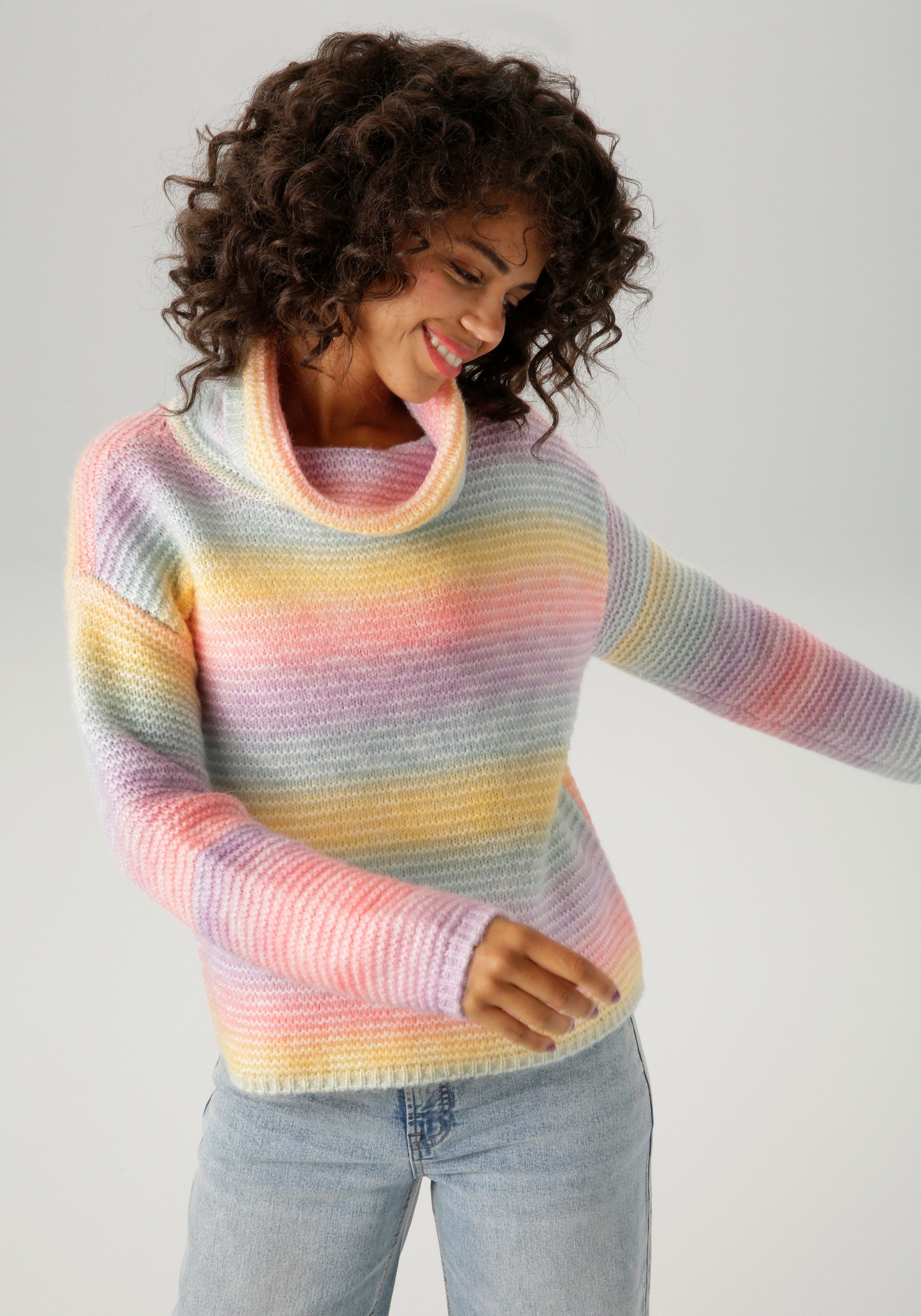 Aniston CASUAL Strickpullover aus regenbogenfarbenem Space-Garn günstig online kaufen
