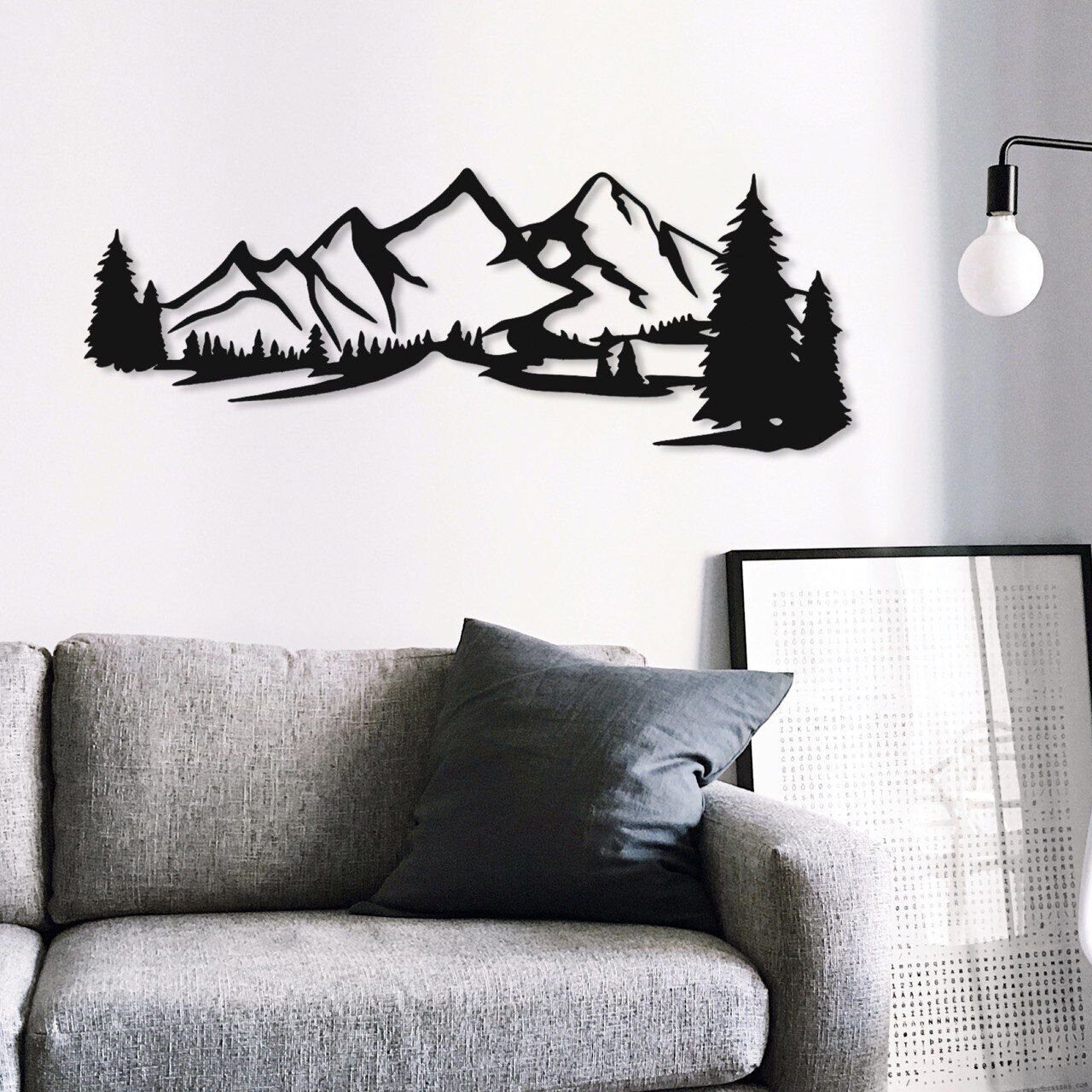 WoodFriends Wandbild aus Holz Berge Holzschild zum Aufkleben Berglandschaft günstig online kaufen