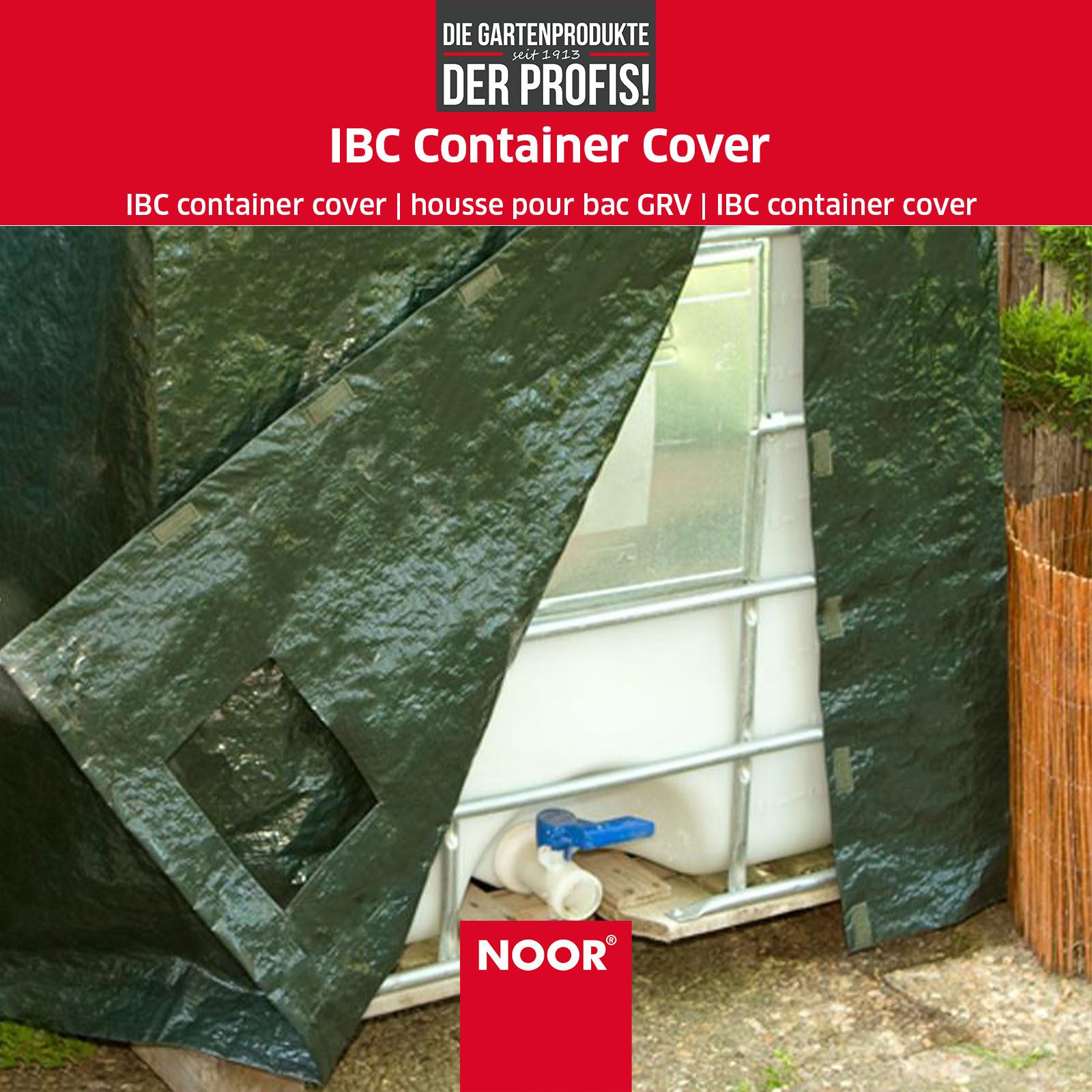 NOOR Wassertank IBC Container Cover - 120g/m² - Abdeckung für 1000L Gittertank, ganzjährig verwendbar - recycelbar und umweltfreundlich