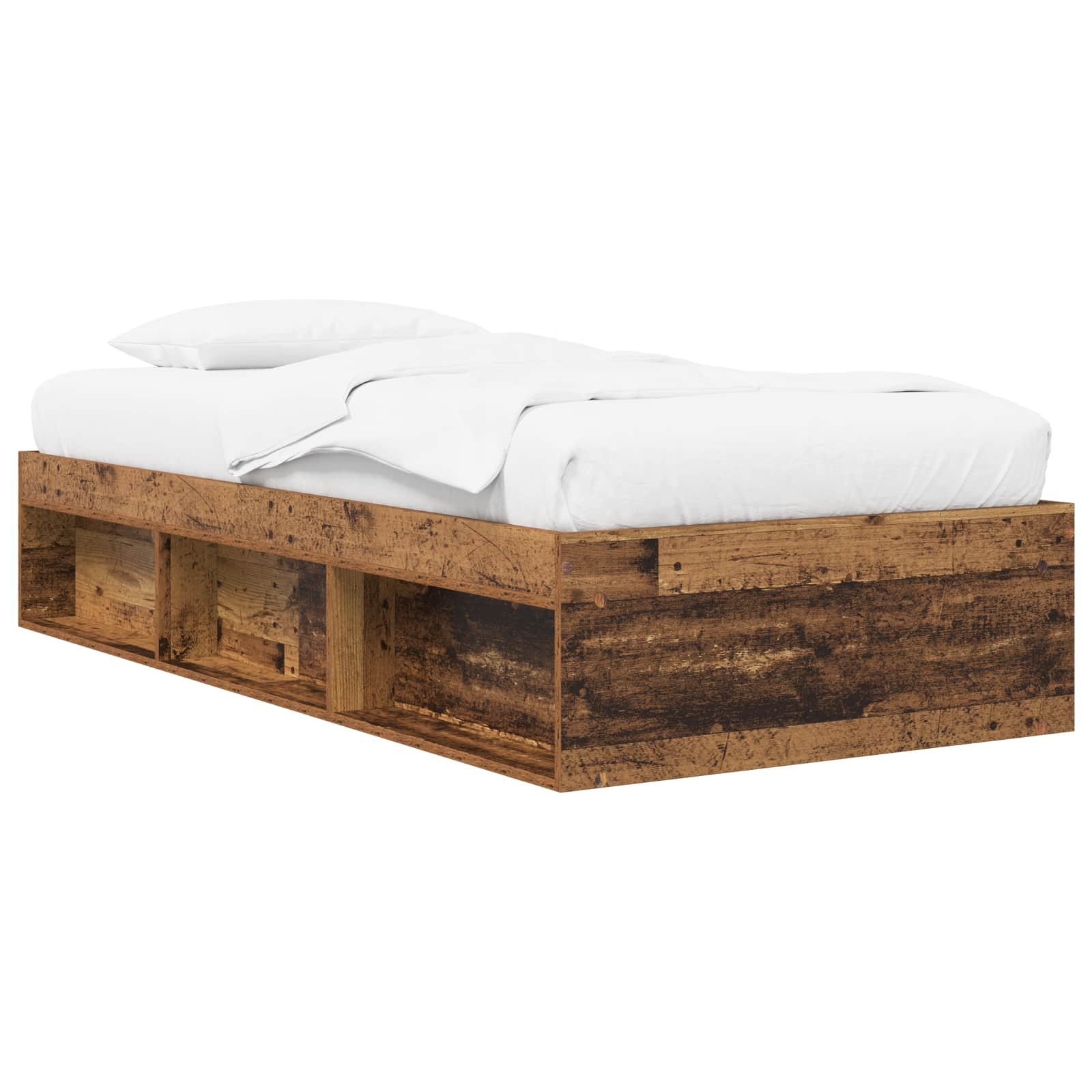 vidaXL Bett Bettgestell mit Stauraum Altholz 80 x 200 cm Holzwerkstoff (1-tlg)