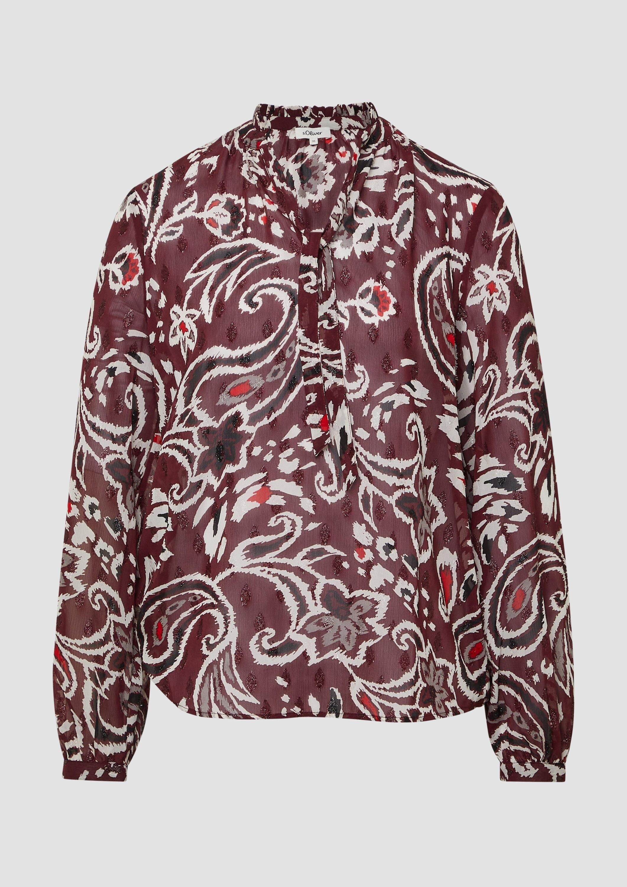 s.Oliver Langarmbluse Bluse Semitransparente Chiffon-Bluse mit All-over-Print