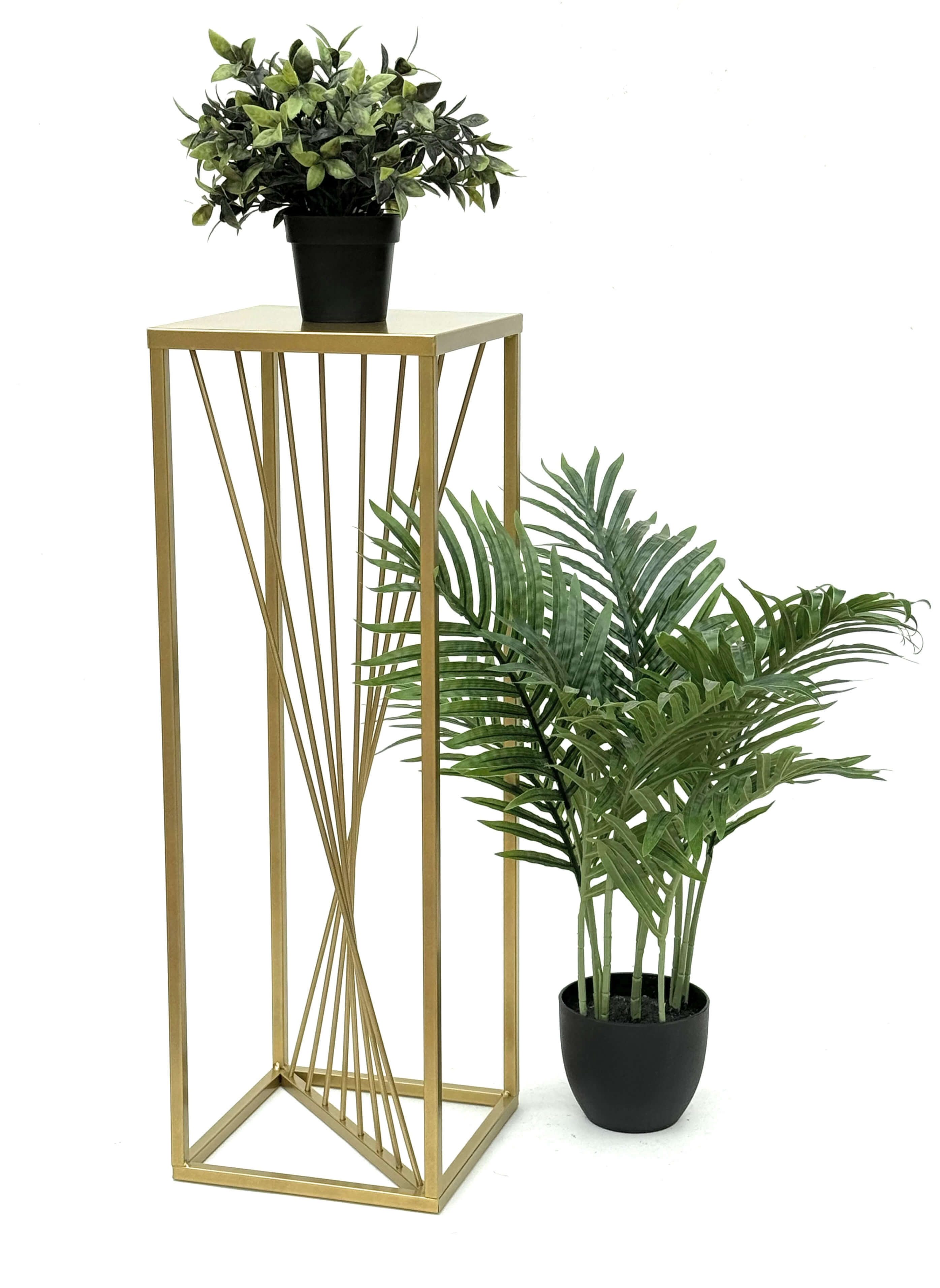 DanDiBo Blumenhocker Metall Gold Eckig 70 cm Blumenständer Beistelltisch