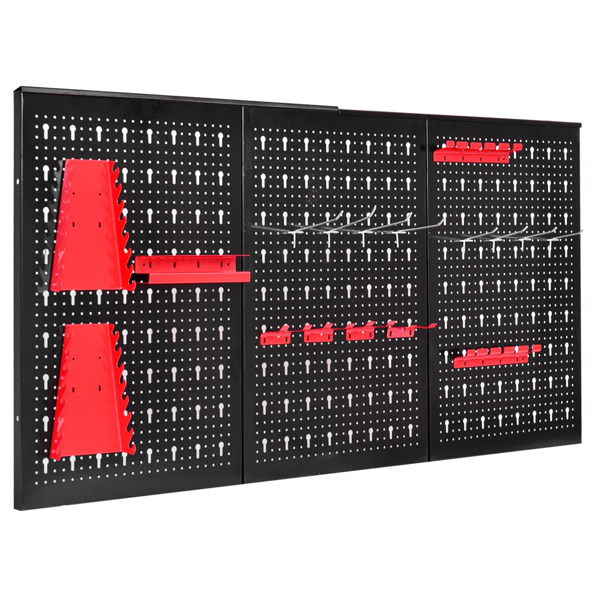 COSTWAY Lochwand, 17 tlg. Werkzeughalter-Set, 3 Lochplatten, 120x60cm