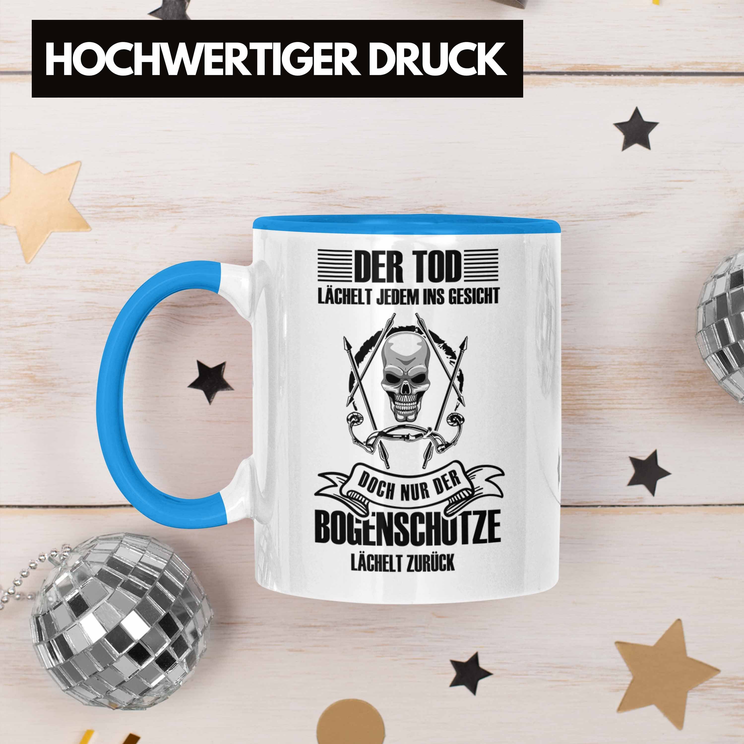 Geschenkidee Bogenschützen Tasse Bogenschießen Tasse Pfeil Blau Trendation für B und Lustige