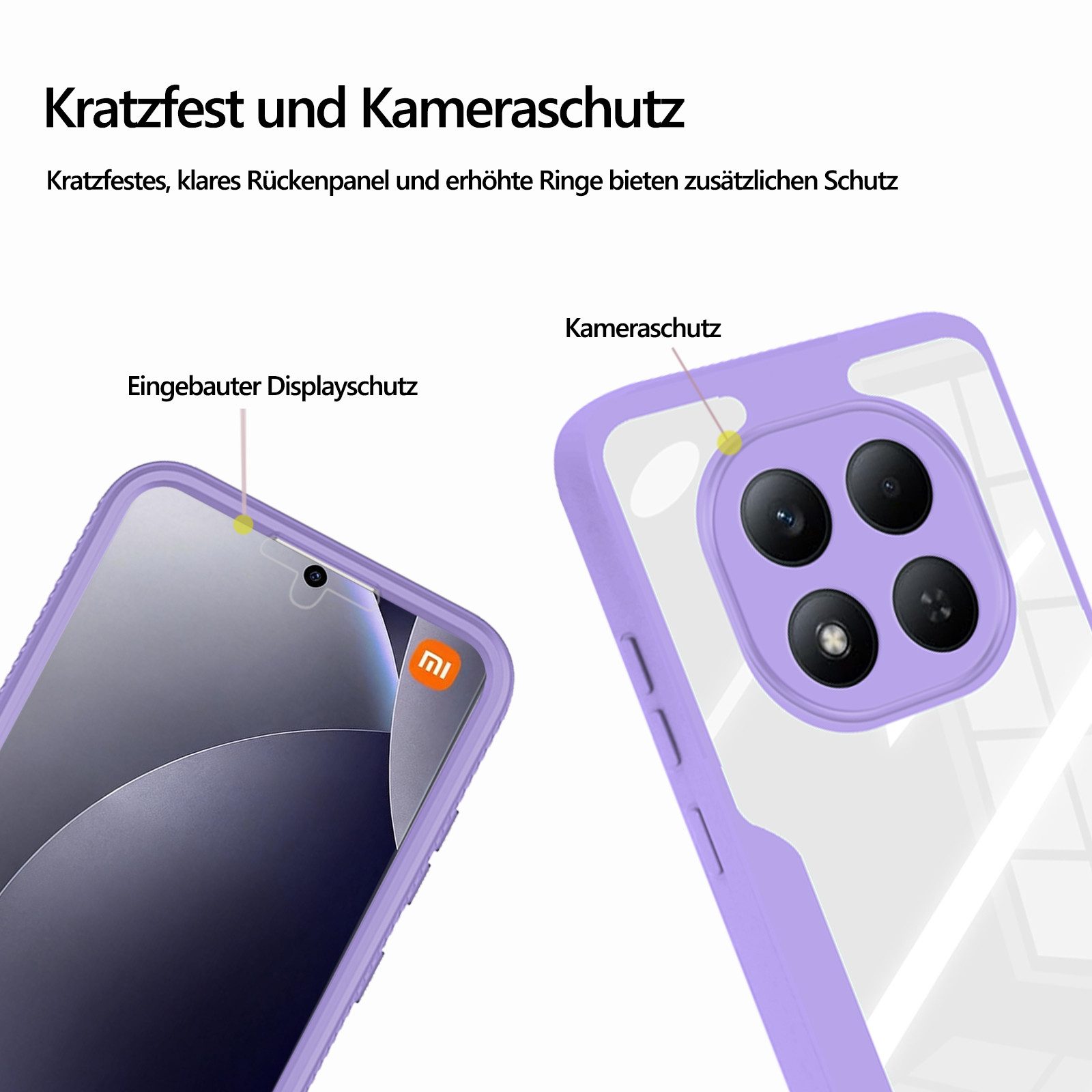 betterfon Handyhülle für Xiaomi Redmi Note 15 Pro+ / Poco M8 Pro 5G, 360° mit Dispayfolie, Vollschutz Case mit integriertem Displayschutz und klarer Sicht – Bild 5 von 5