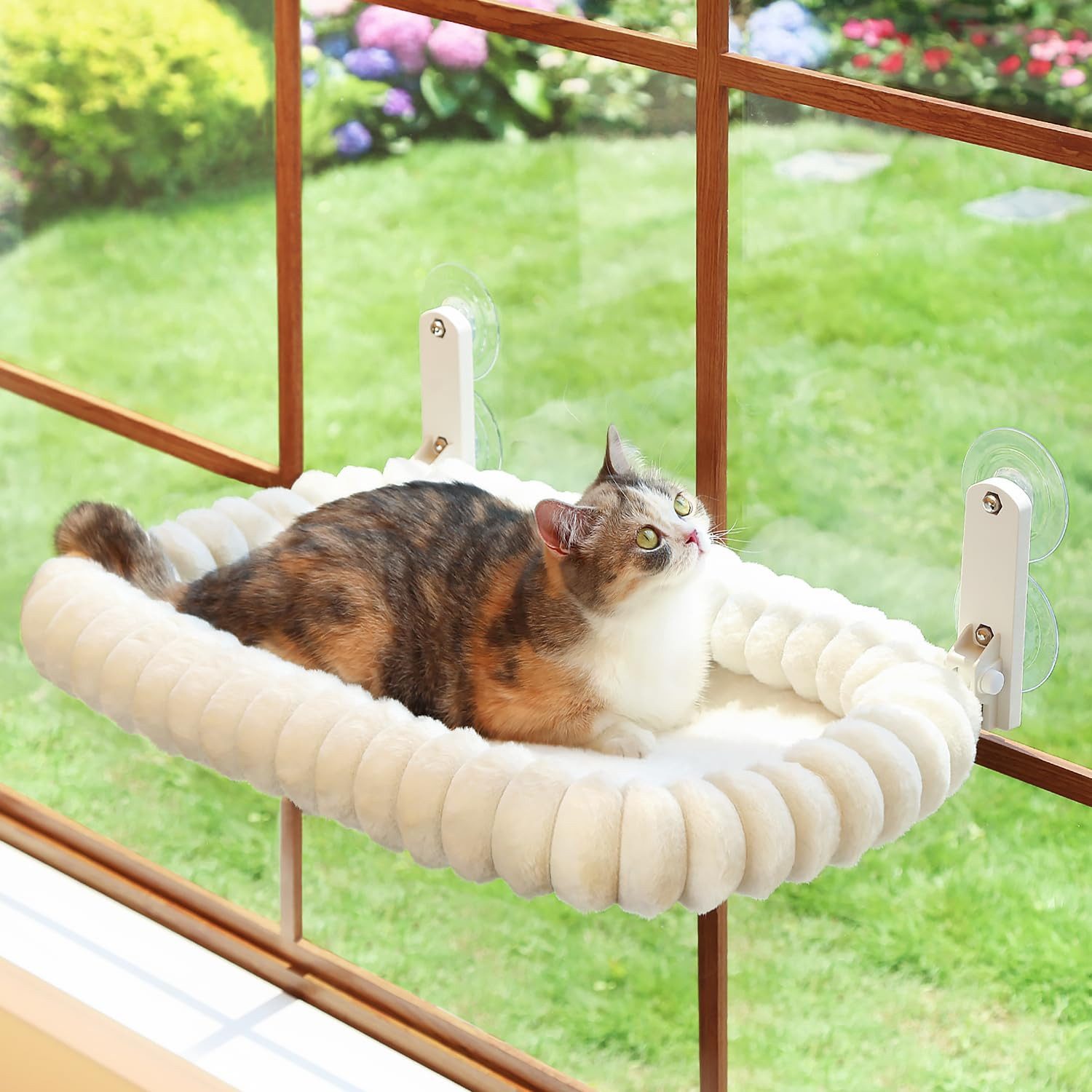 Kityhome Katzen-Hängematte Katzen-Fensterhängematte, bis 18 kg, abnehmbar, faltbar, (55*30cm),4 starke Saugnäpfe,Fensterliege für Katzen