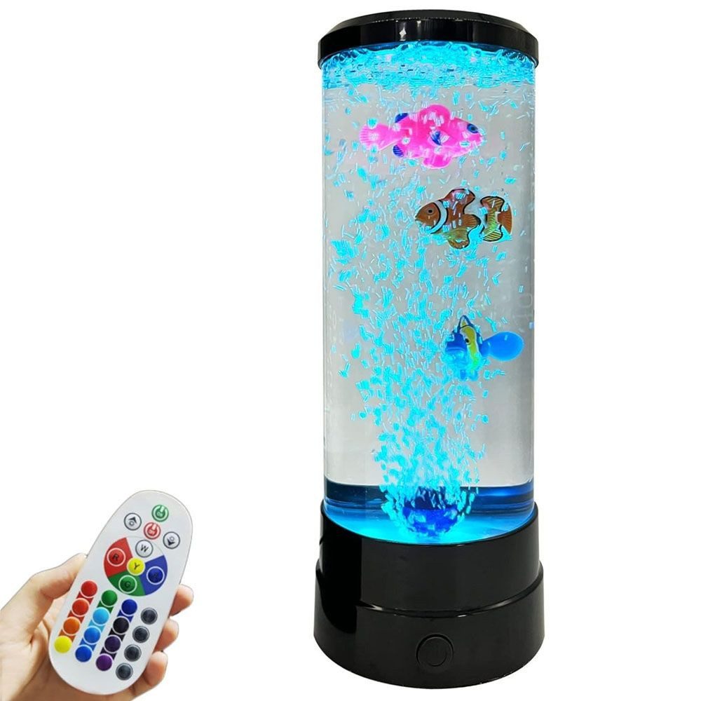 Tischleuchte LED Tischleuchte, Farbwechsel, Wassersäule mit Deko Fisch