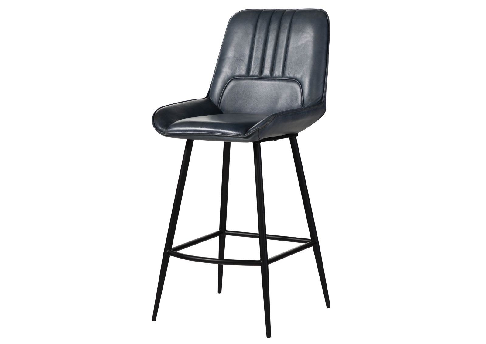 Massivmoebel24 Bistrostuhl IRON LABEL, Barstuhl Echtleder 52x57x108 blau IRON LABEL #516