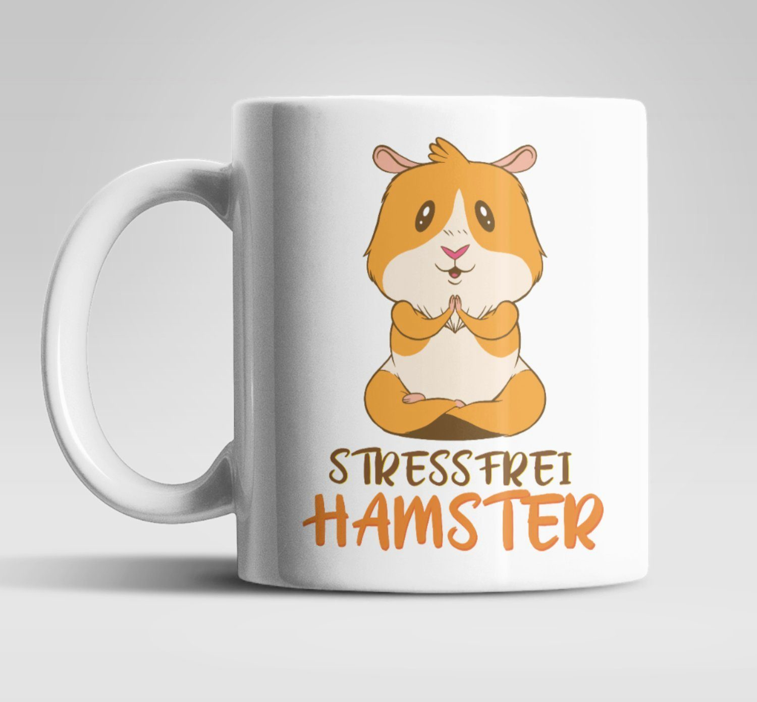 WS-Trend Tasse Stressfrei Hamster Kaffeetasse Keramik, 330 ml Teetasse, Geschenkidee