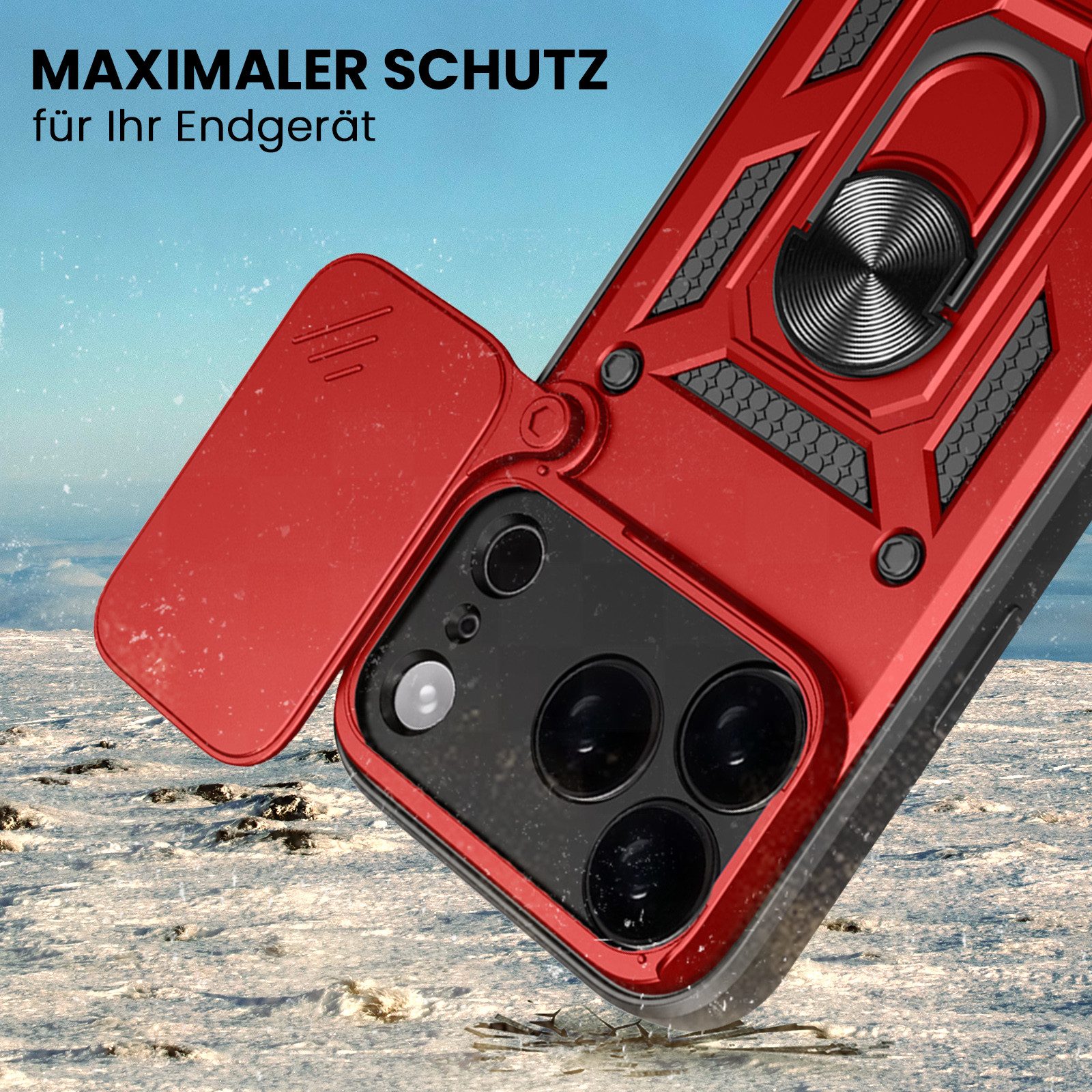 Tec-Expert Handyhülle Outdoor Cover Hülle für Apple iPhone 17 Pro Max, Premium Hülle mit Kameraschutz aus verstärktem Polycarbonat