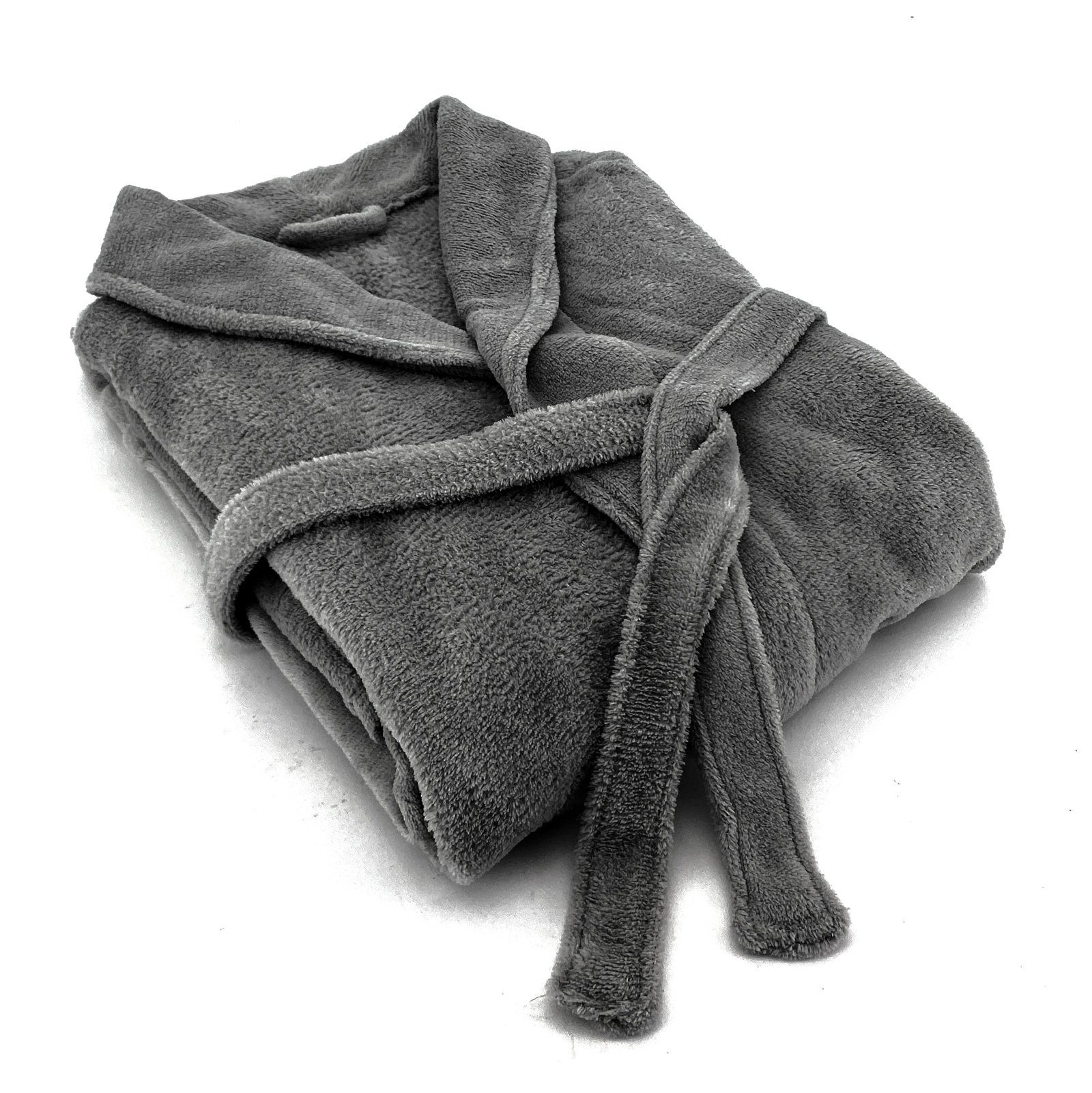 heimtexland Unisex-Bademantel Super Soft Bademantel Teddy Fleece Morgenmantel, Midilänge, Polyester, Stehkragen, Bindegürtel, super weich und flauschig I Hochfl – Bild 5 von 5