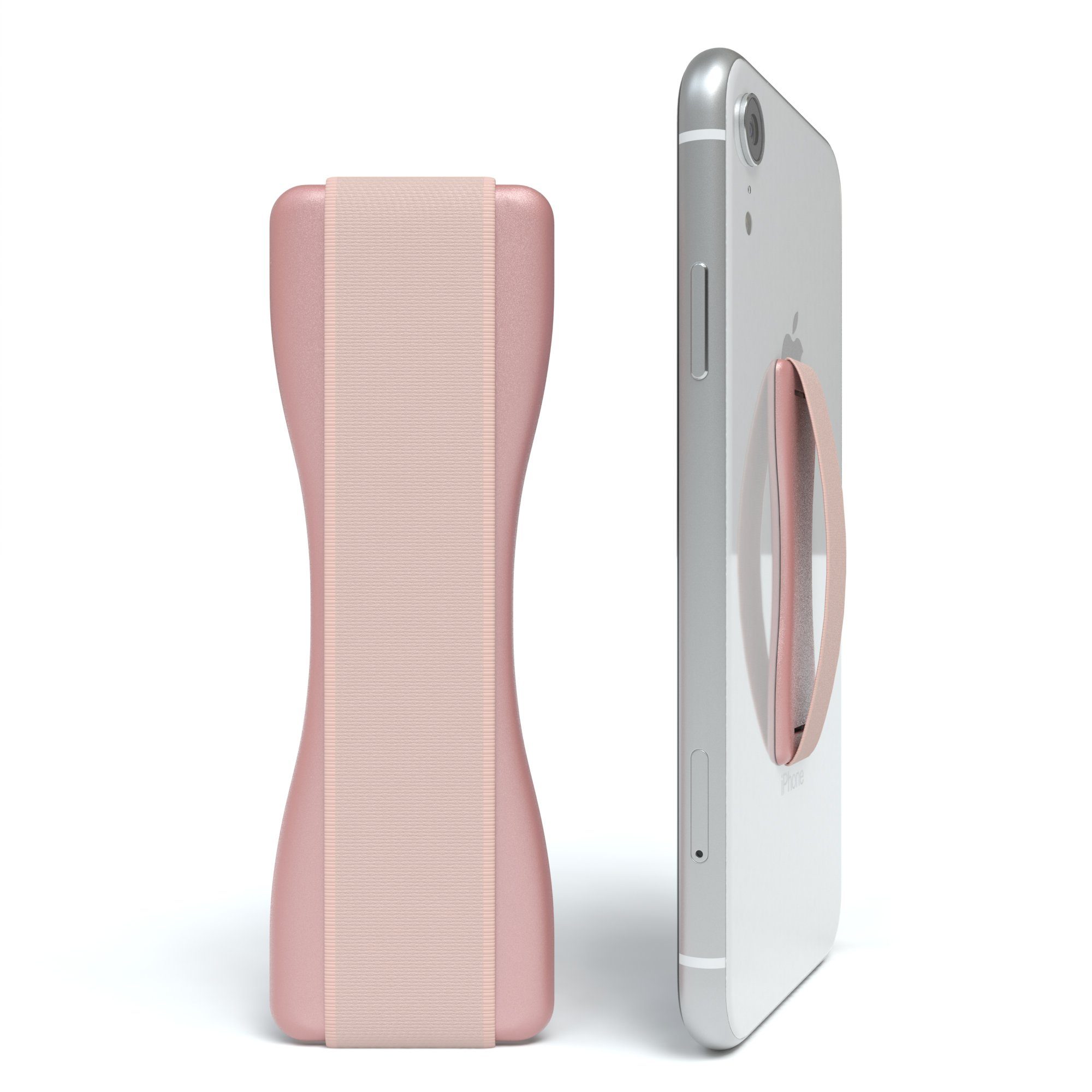EAZY CASE Smartphone-Halterung Handy Finger Halterung mit Gummiband, (Fingerschlaufe Handy Griff Fingerhalterung Handy alle Modelle Roségold)