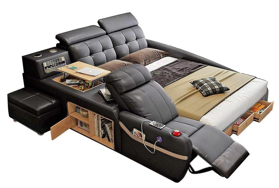 JVmoebel Multimediabett Multifunktionales Polsterbett mit Massagefunktion in Deluxe-Design (1-tlg), Made in Europa