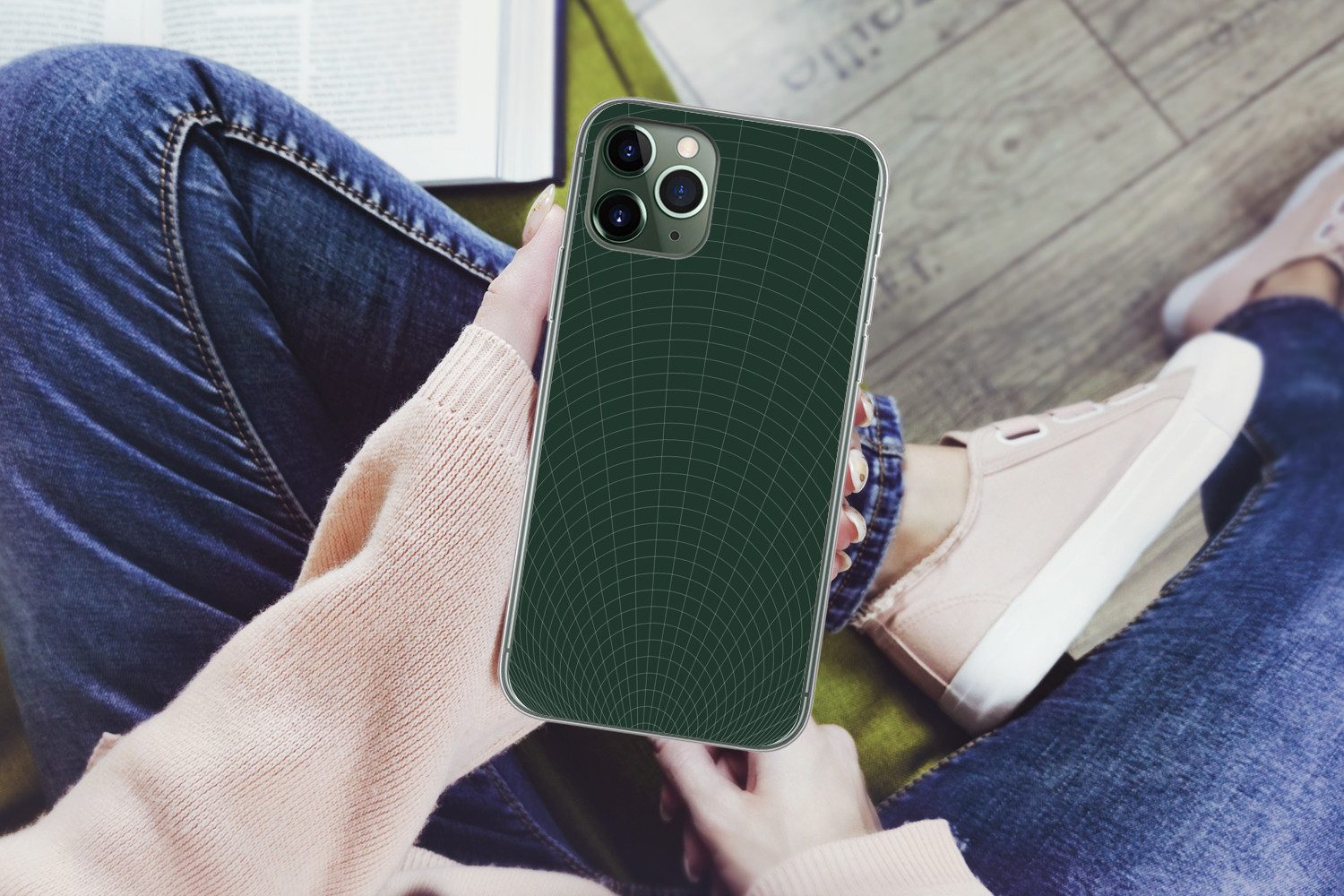 MuchoWow Handyhülle für Apple iPhone 11 Pro Max Tunnellinien - Grün - Abstrakt, Smartphone-Bumper, Print, Handy Schutzhülle Dünn