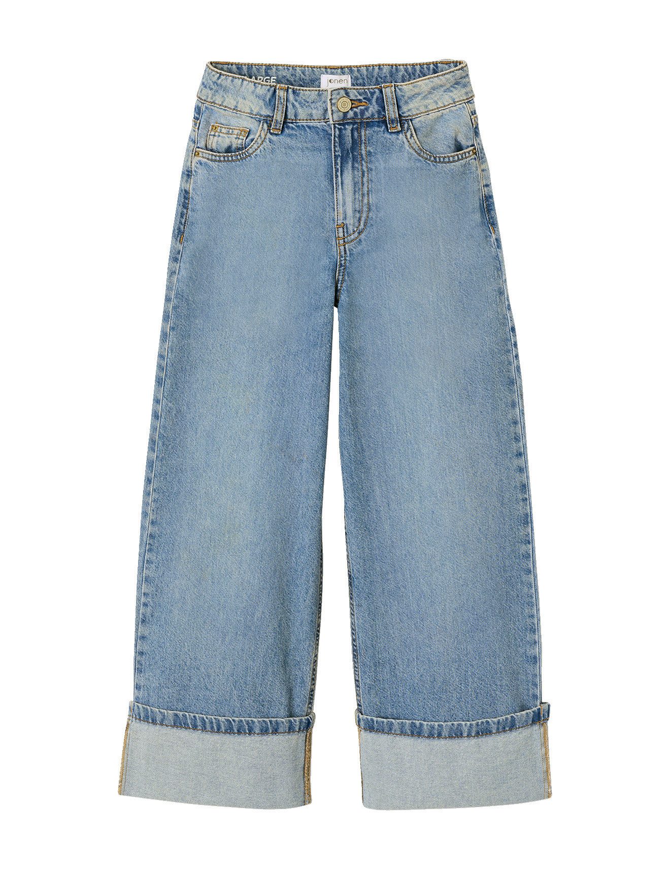 jonen 7/8-Caprijeans Jeans Wide-Leg mit breitem Umschlag Mädchen Bundweite verstellbar