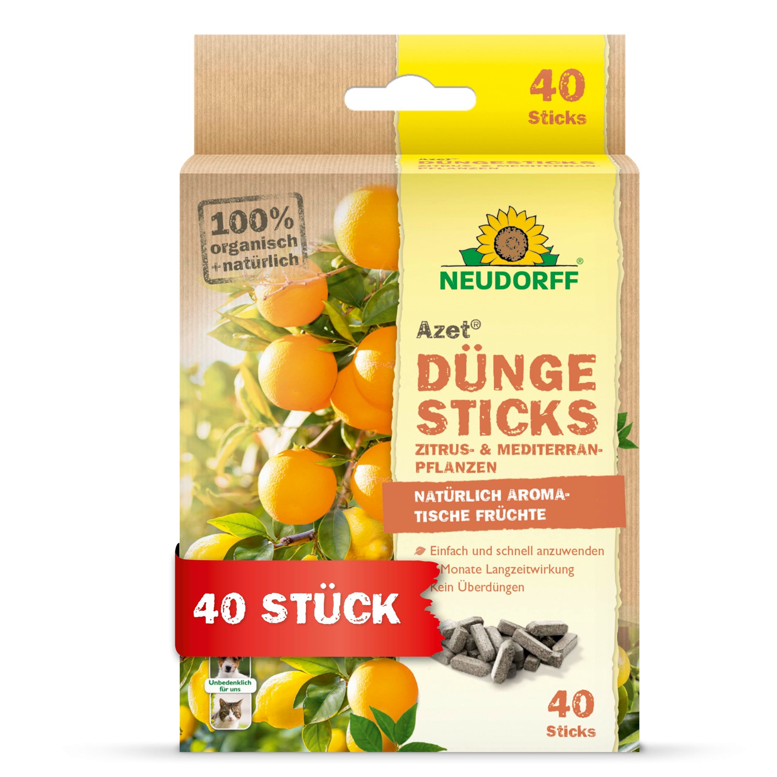 Rasendünger Bio - Azet DüngeSticks für Zitrus- und Mediterranpflanzen 40 Sticks