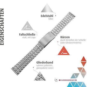 MARBURGER Uhrenarmband 18mm Edelstahl Silber