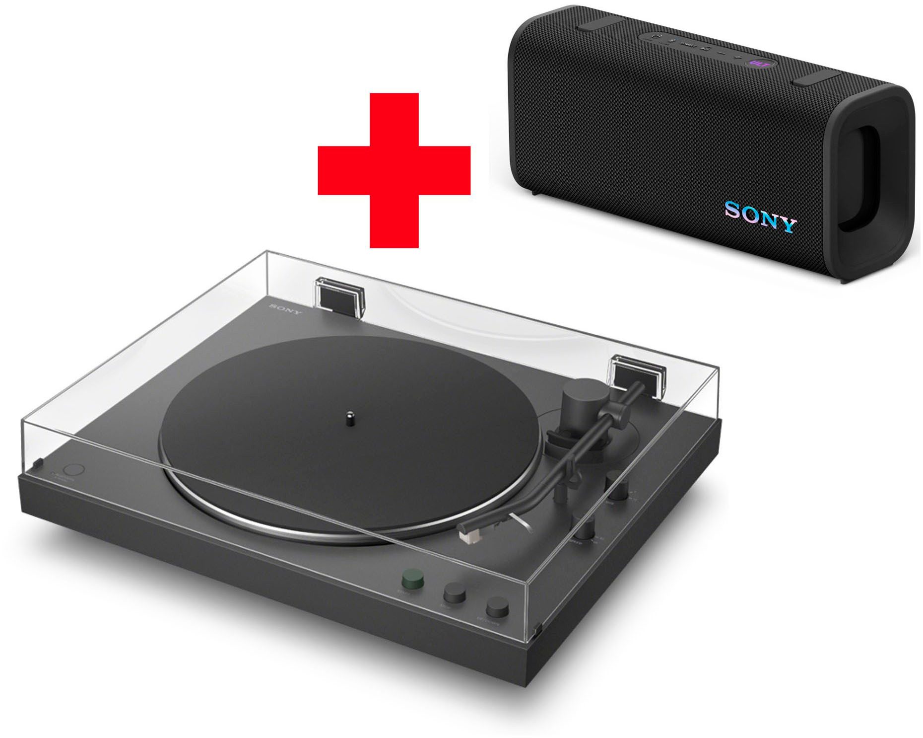 Sony PS-LX3BT + Field 3 Plattenspieler (Riemenantrieb, Bluetooth, Vollautomatik, Hi Res Wi, Riemenantrieb, Phono Vorv., Staubschutz)