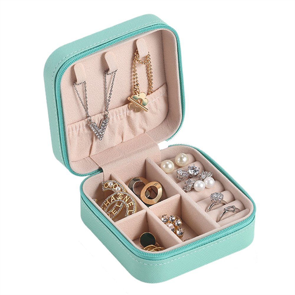Rouemi Schmuckkasten Schmuck Ring Box, Ohrringe Halskette Armband Lagerung Schmuckschatulle Blau | Schmuckkästen