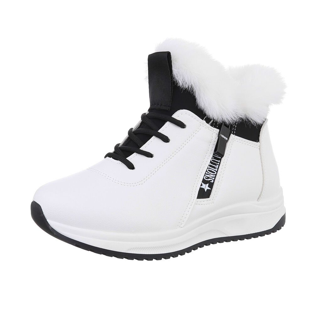 Ital-Design Damen Snowboots Freizeit Snowboots (87214525) Flach Plateaustiefeletten in Weiß