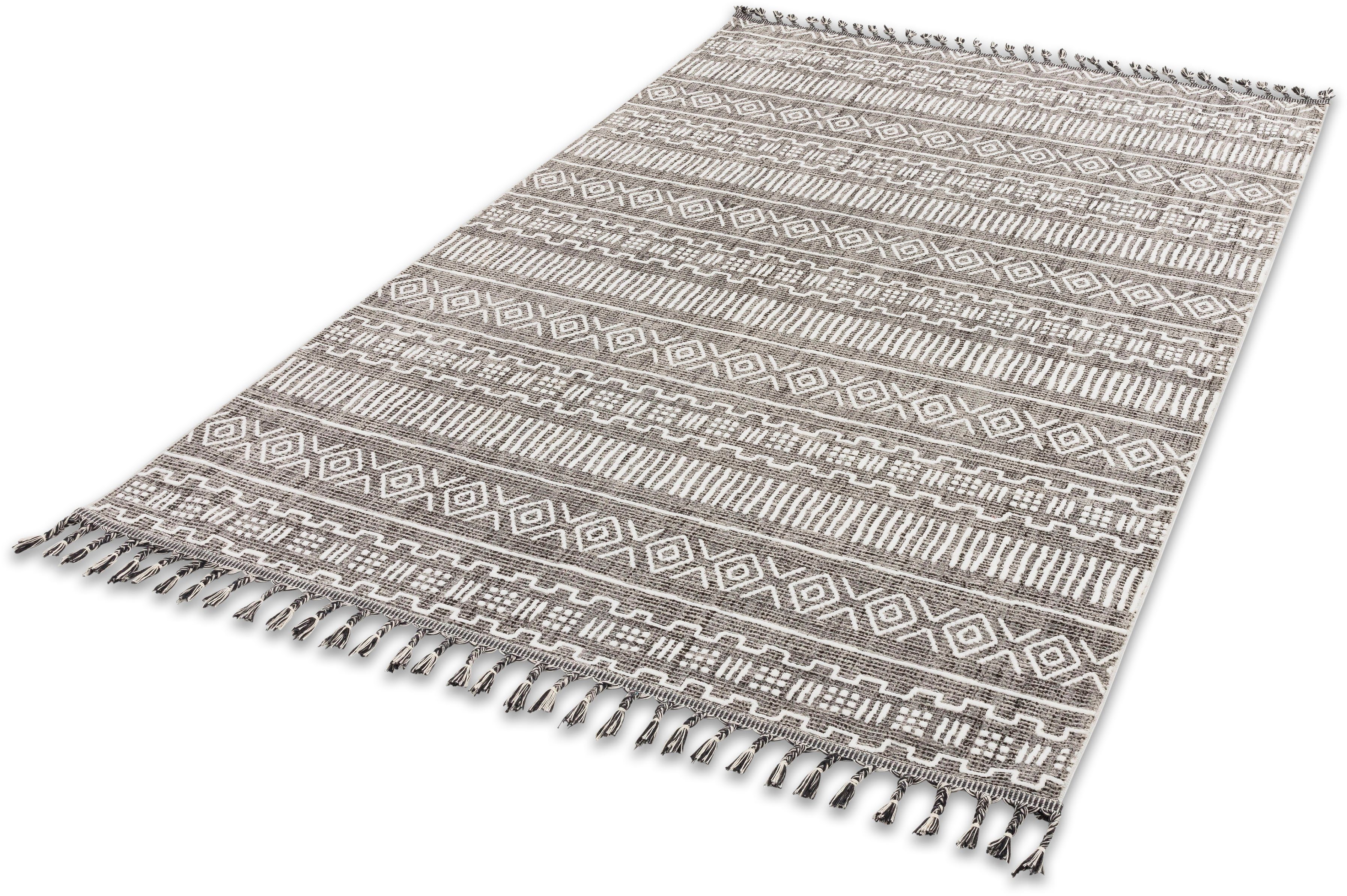 Teppich Ravenna 6634 224, ASTRA, rechteckig, Höhe: 5 mm, eleganter Kurzflorteppich mit Fransen | Kurzflor-Teppiche