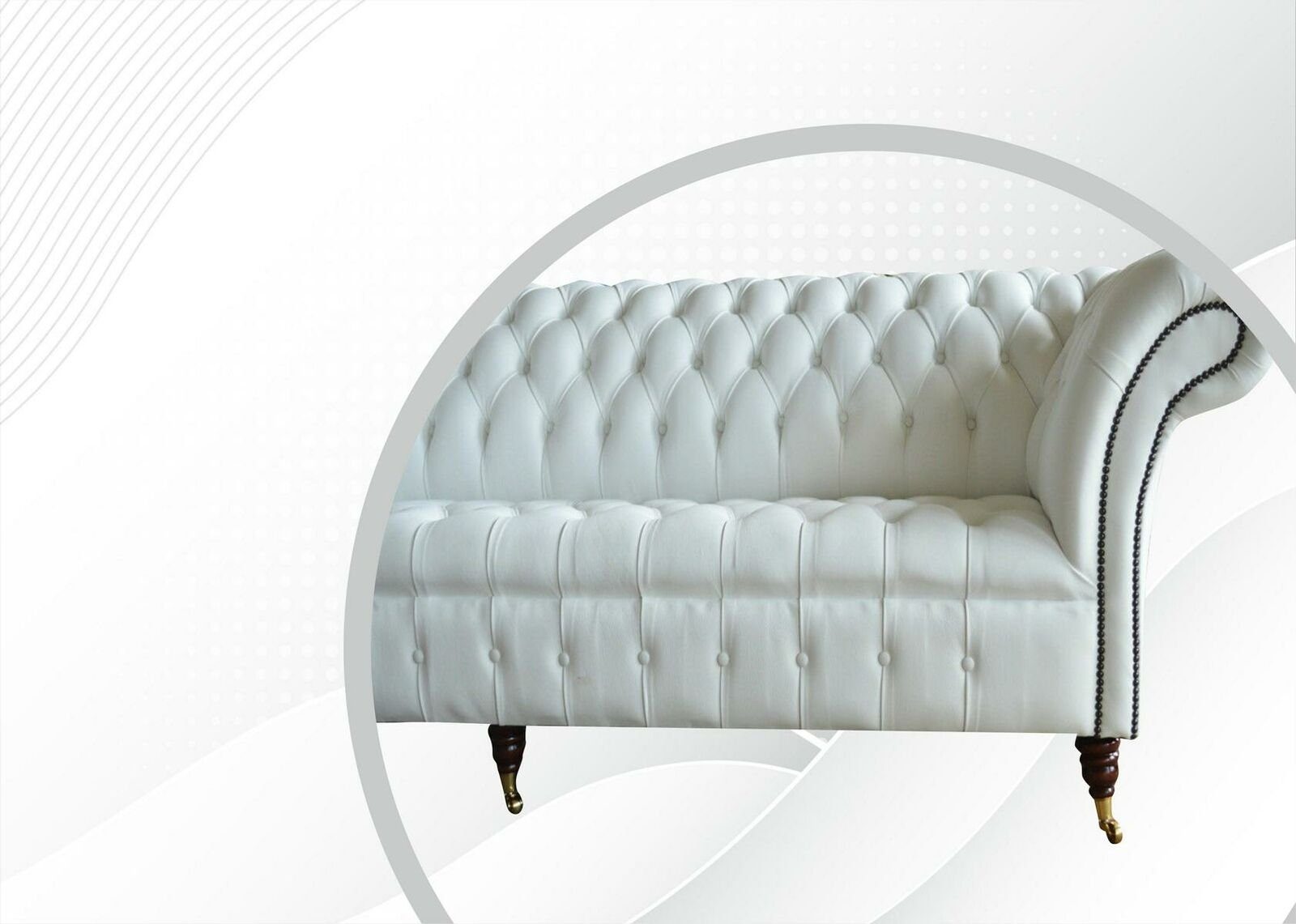 Chesterfield-Sofa, Samt Design JVmoebel Ledersofa Textil Sofa Möbel Weiße Chesterfield Leder Stoff Couchen